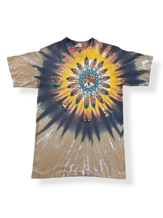 Front of Vintage Grateful Dead Liquid Blue Native Art Tee SZ L (Fits S)