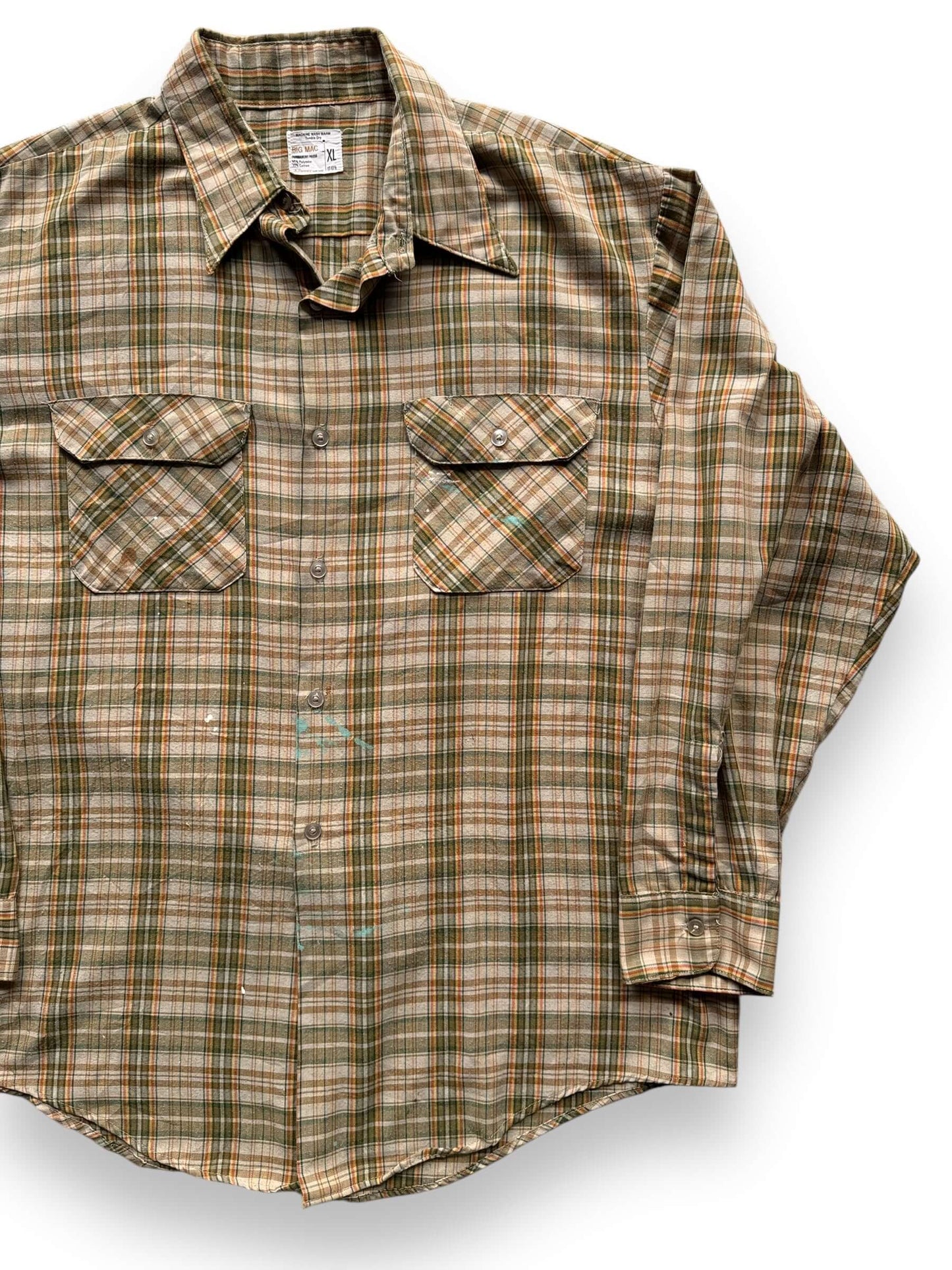 front left of Vintage Big Mac Plaid Painter's Work Shirt SZ XL