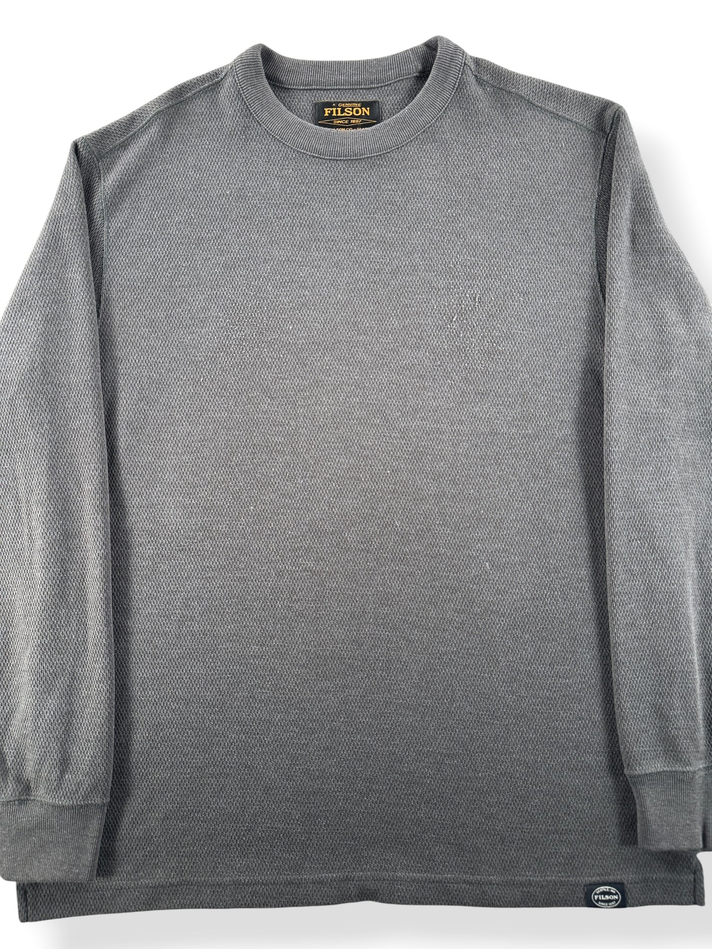 Front Close Up of Filson Waffle Knit Thermal Crewneck SZ L