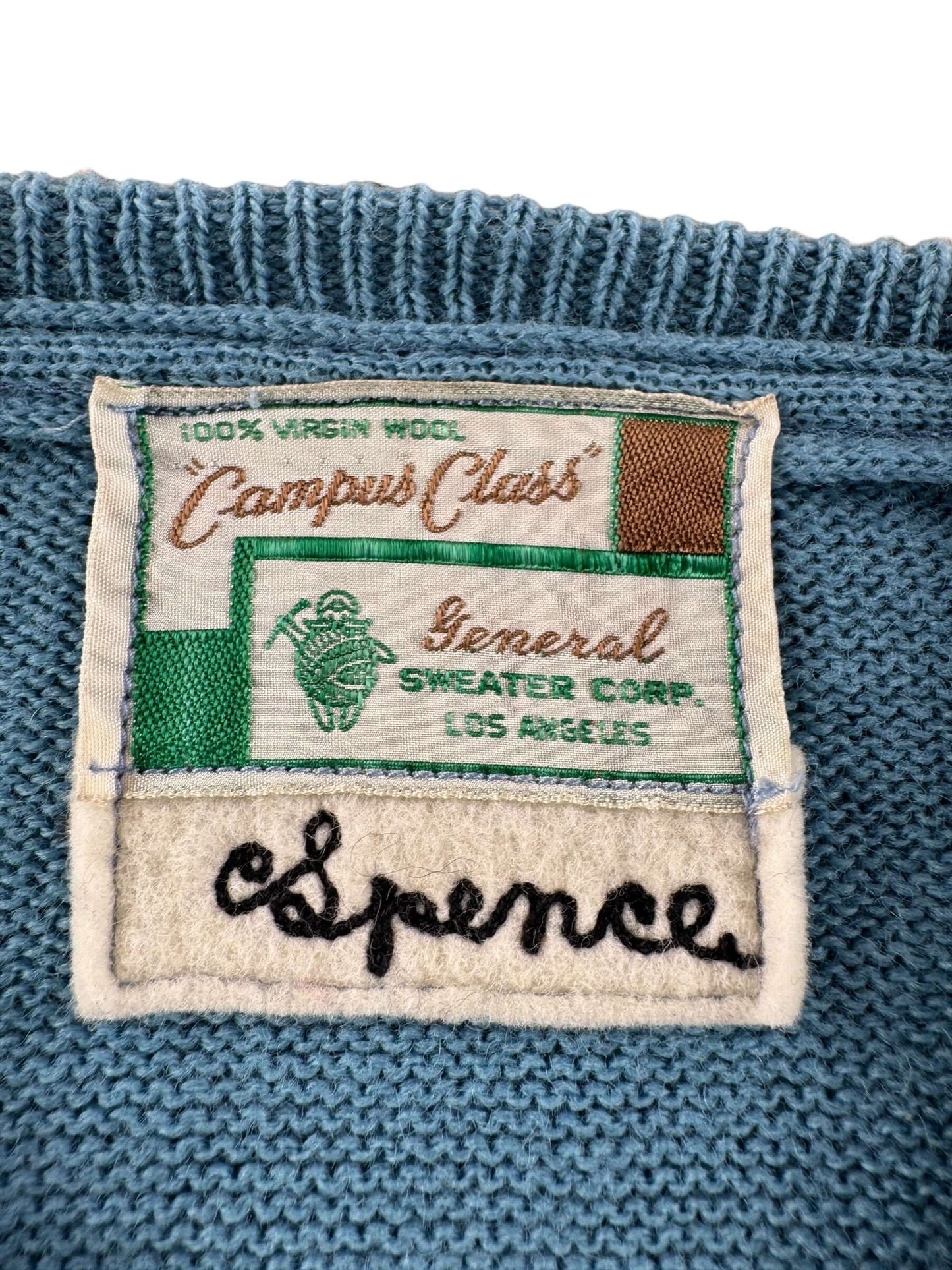 Label on Vintage Campus Class Pilots Letterman Pullover Sweater SZ S