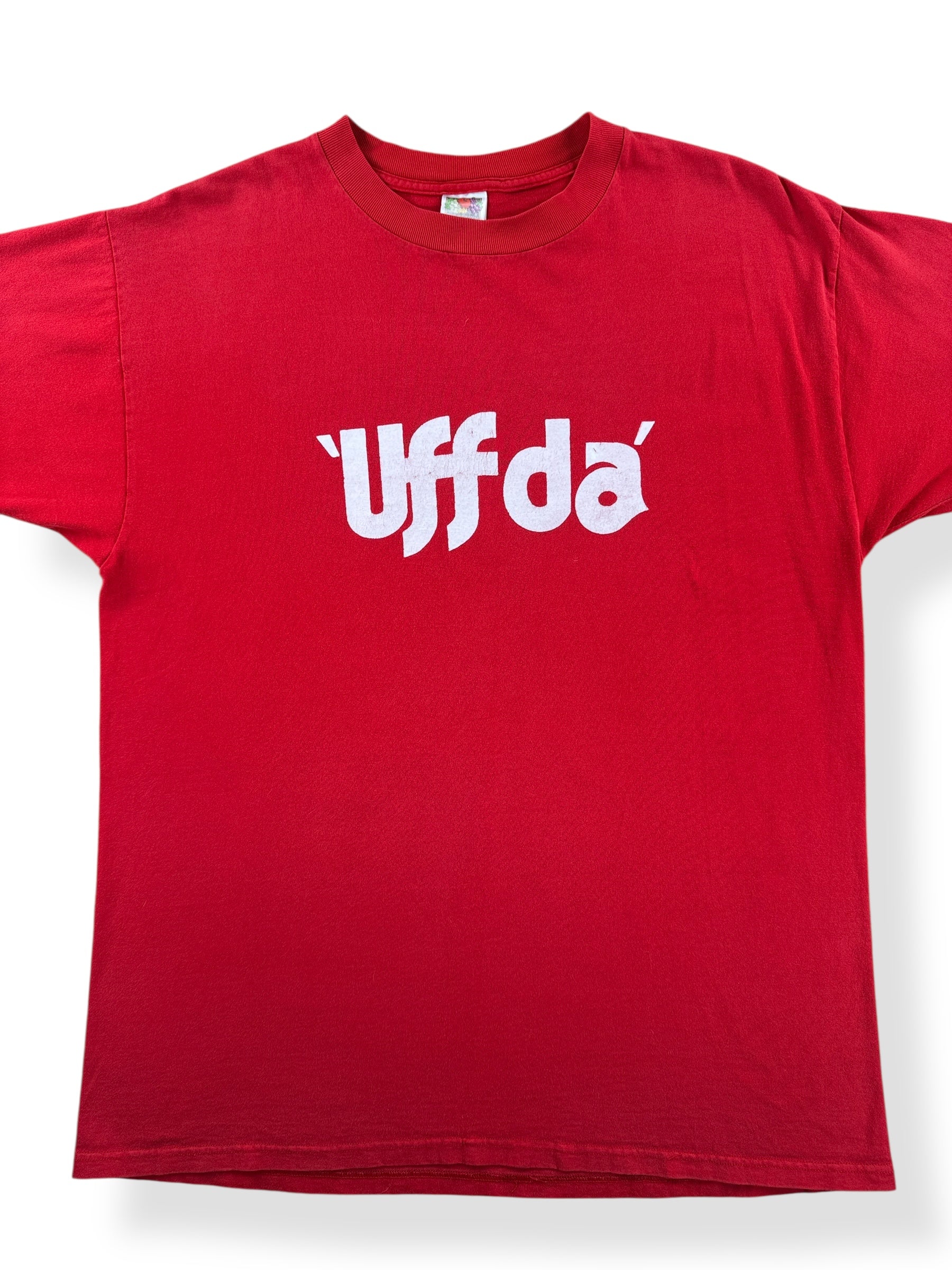 Front Close Up of Vintage Uffda! Tee SZ XL