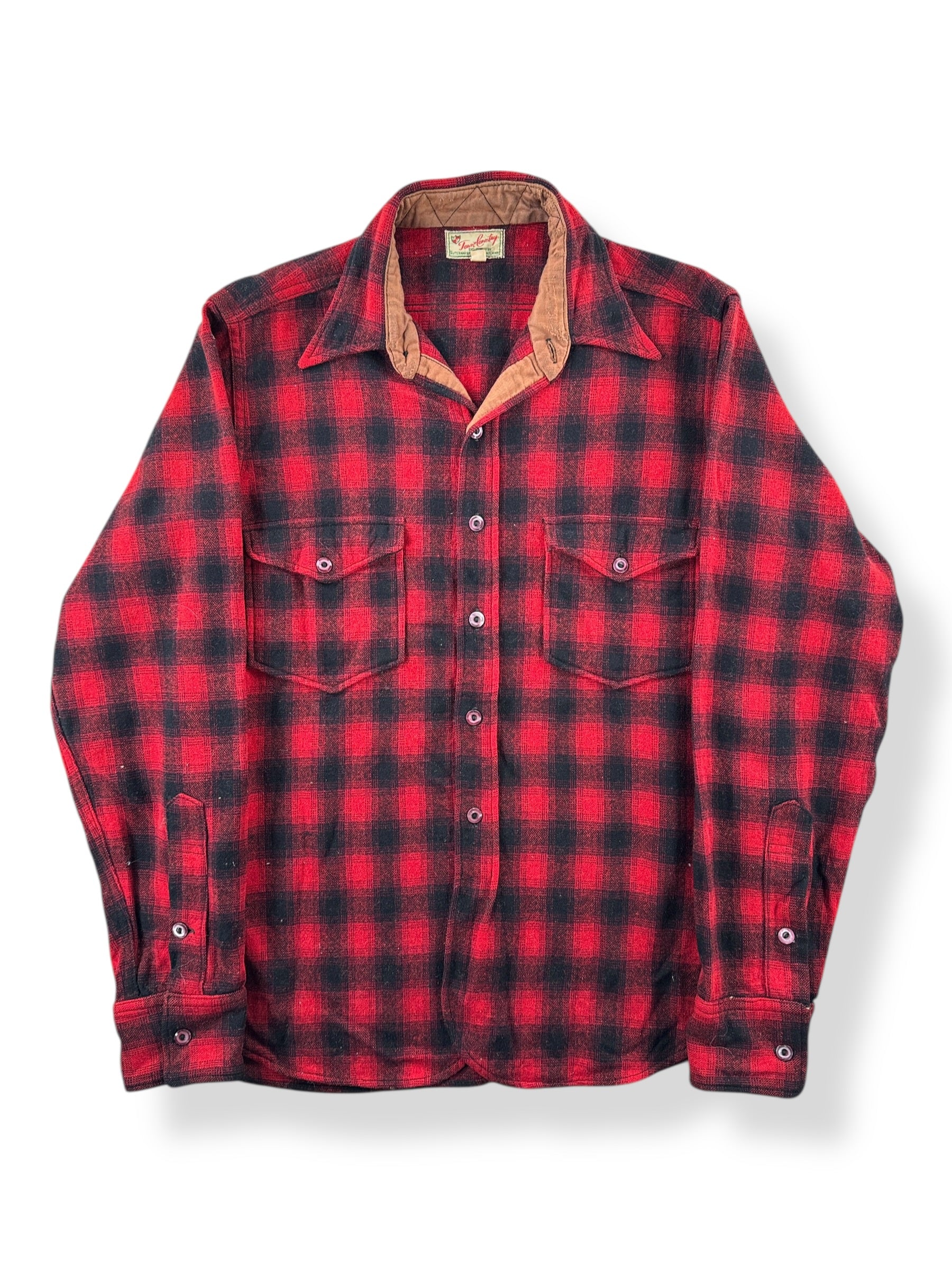 Front of Vintage Town & Country Wool Shadow Plaid Flannel SZ M