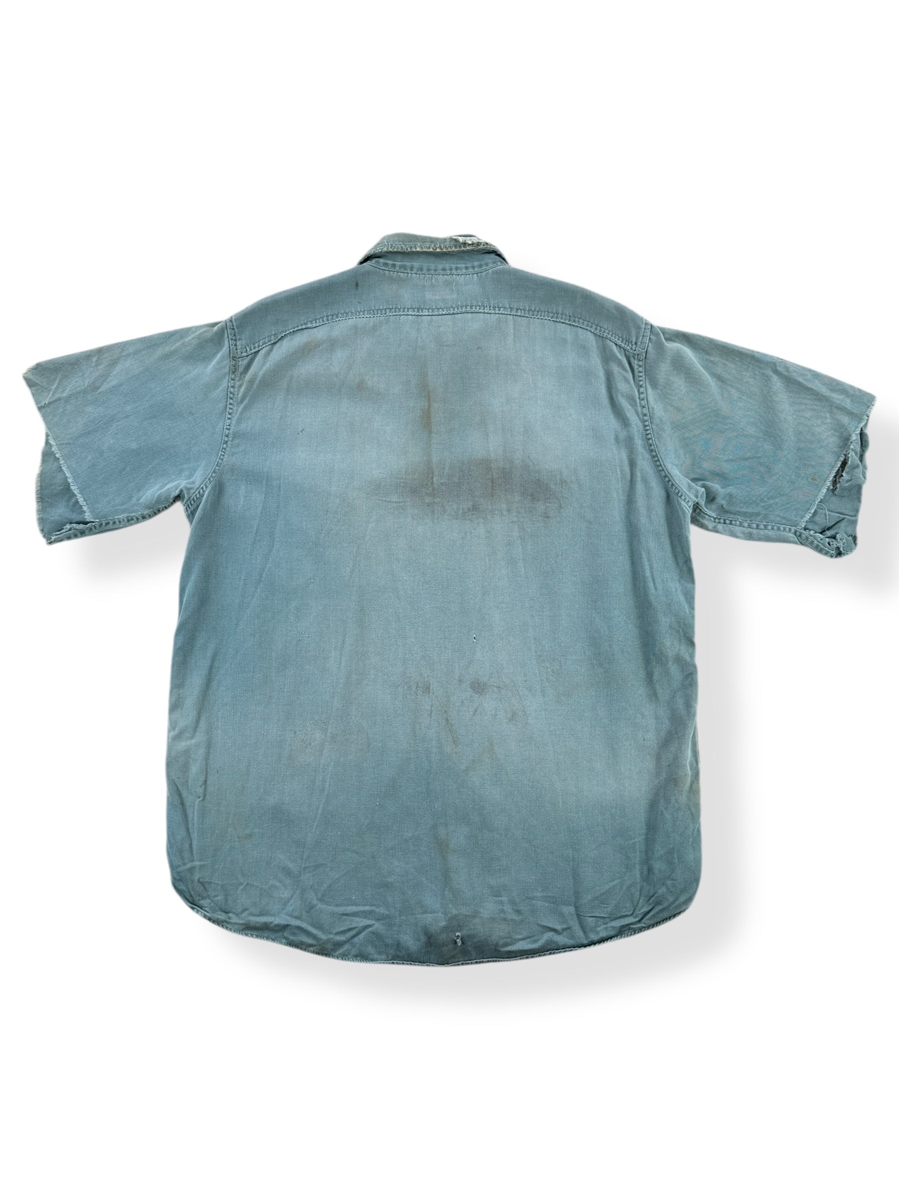 Back of Vintage Thrashed Hand Repaired Work Shirt SZ L