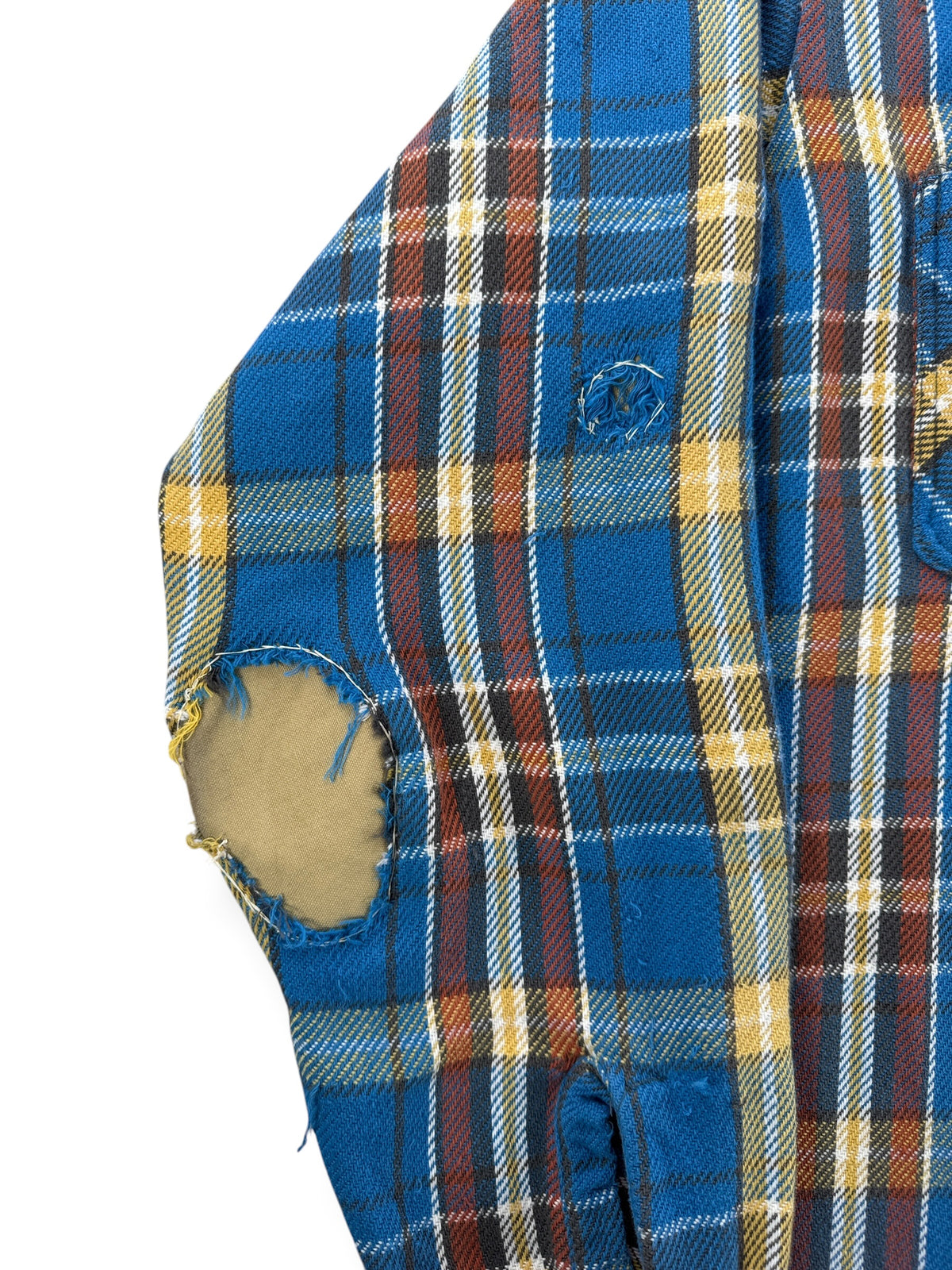 Repairs on sleeve of Vintage Repaired Big Mac Cotton Flannel SZ L