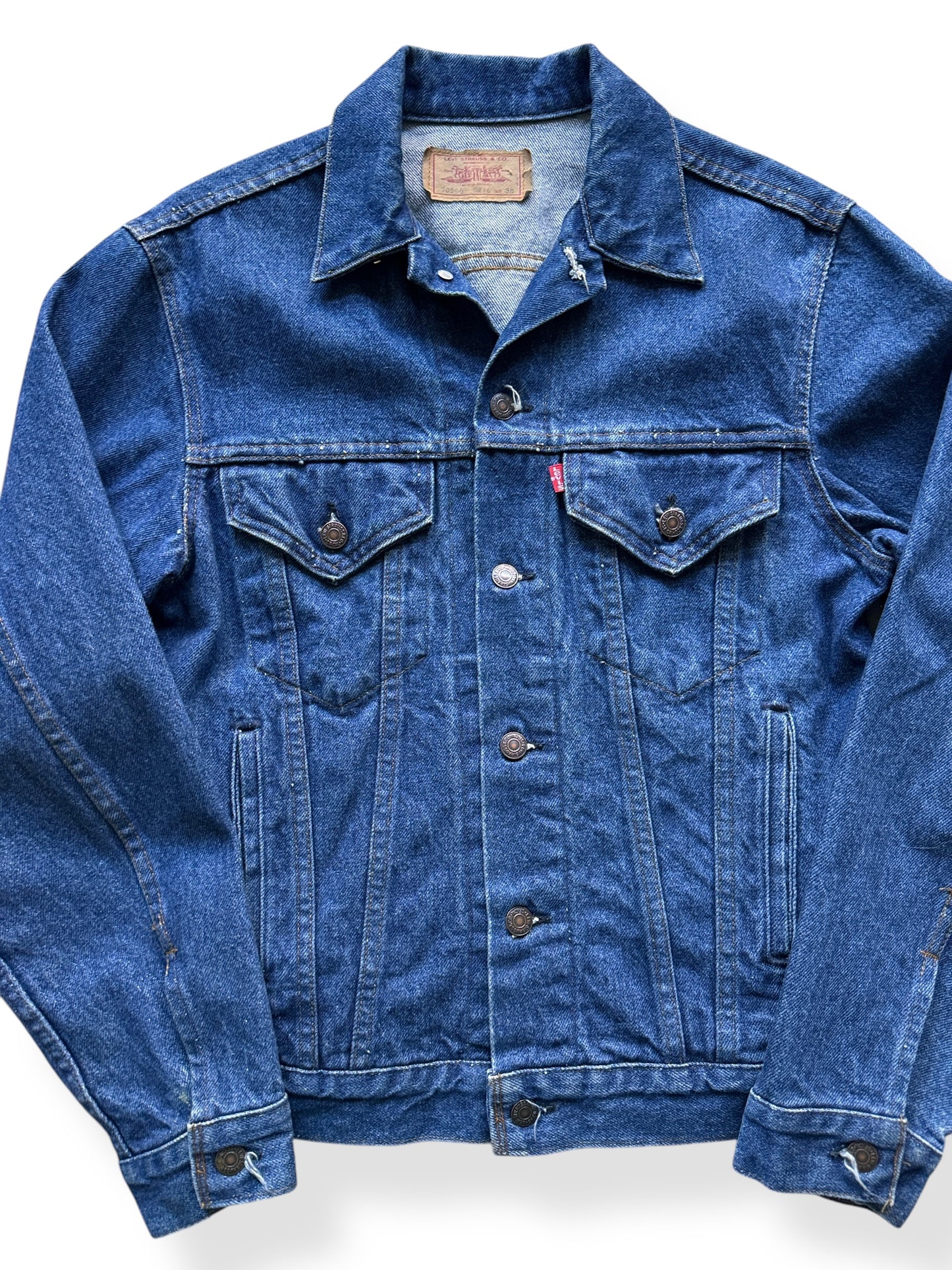 Front Close Up of Vintage Levis 4 Pocket Denim Trucker SZ 38