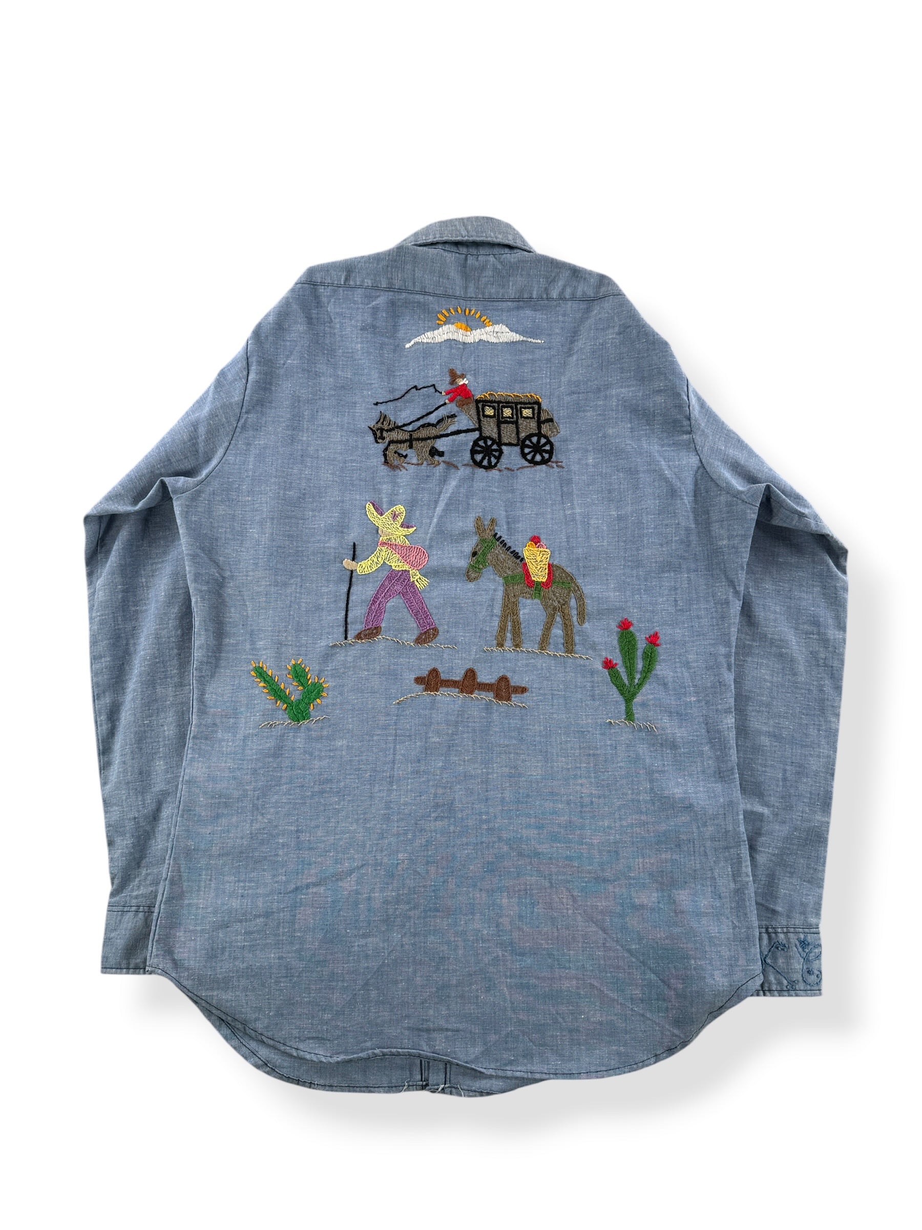 Back of Vintage Big Smith Embroidered Chambray Shirt SZ L