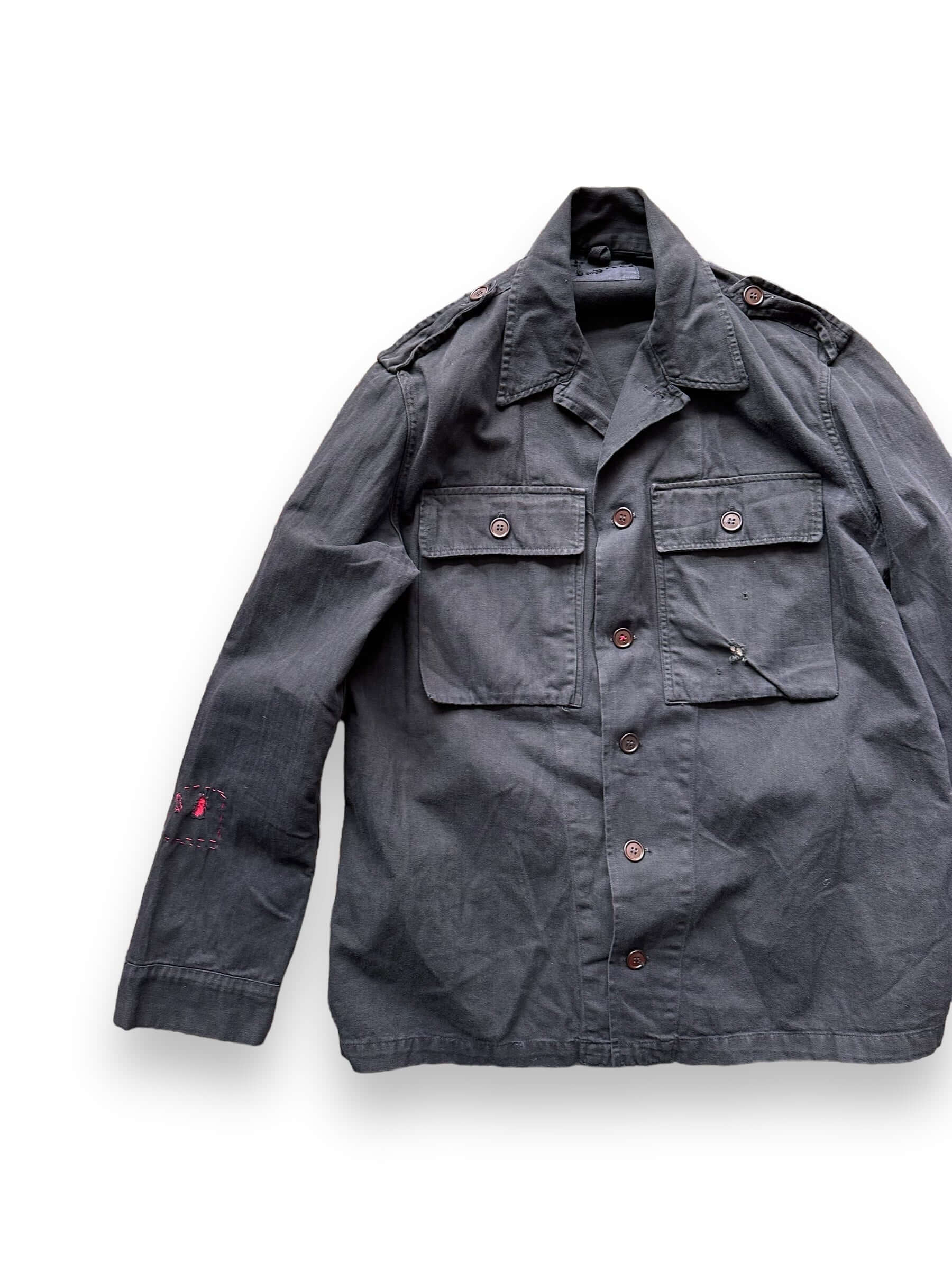 Black Overdyed & Hand Repaired HBT Jacket SZ L – The Barn Black Overdyed & Hand Repaired HBT Jacket SZ L – The Barn