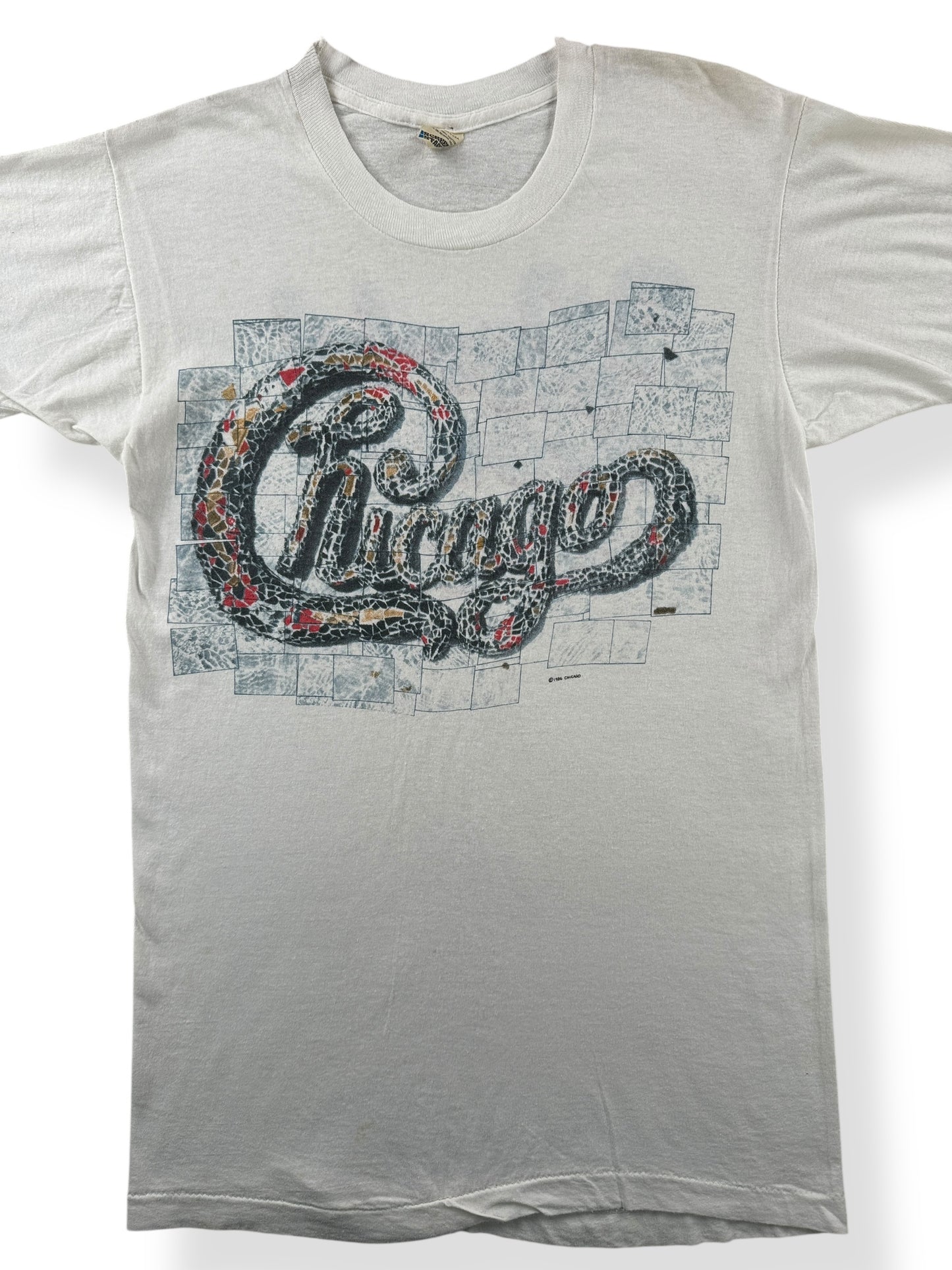 Front Close Up of Vintage 86/87 Chicago Tour Tee SZ XS