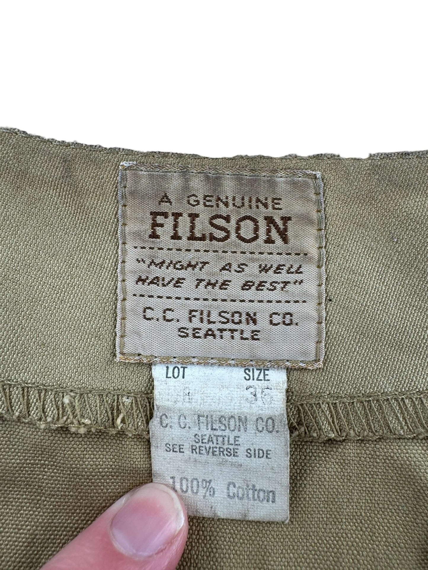 Vintage Filson Tin Cloth Vest SZ 36