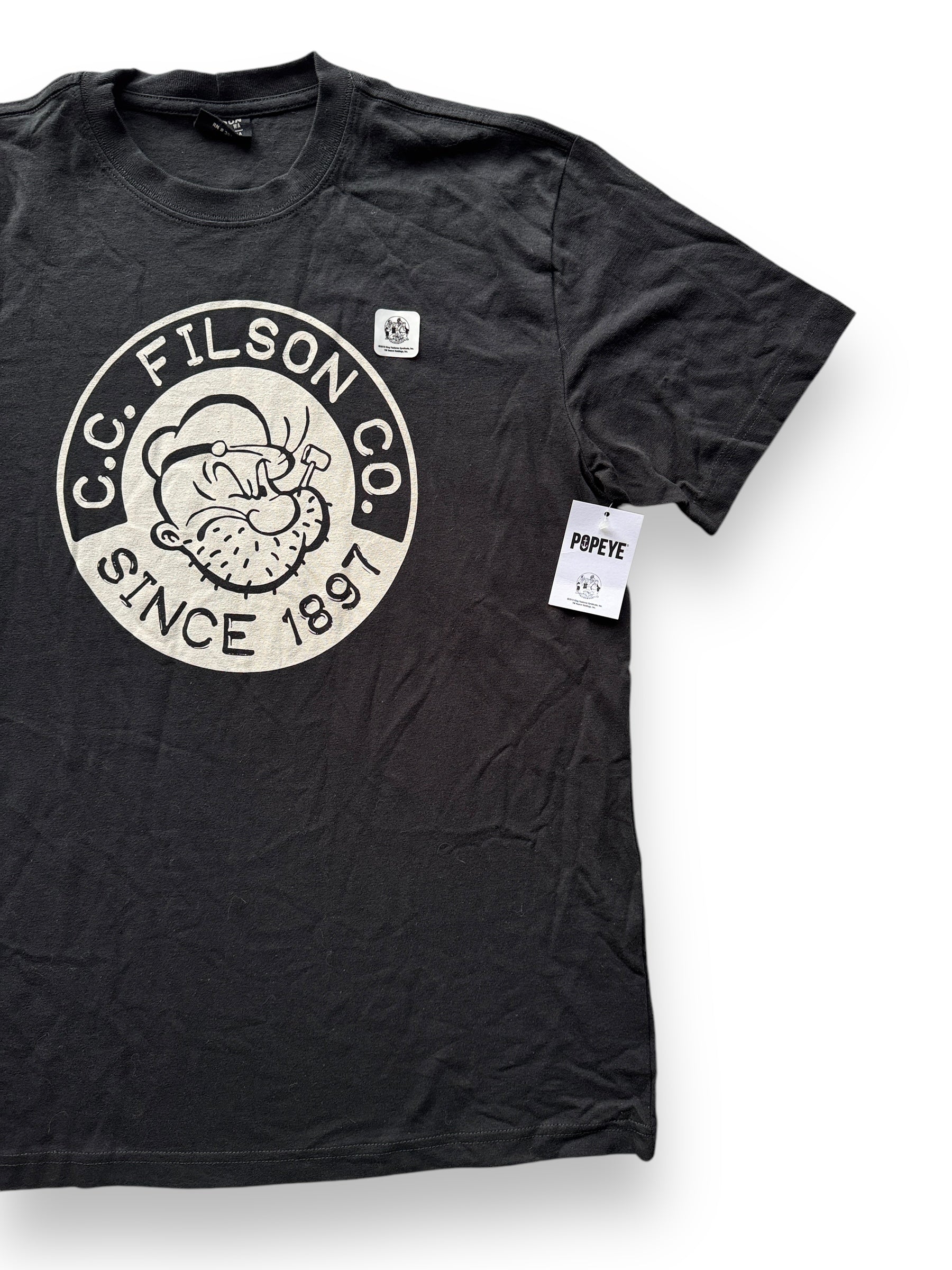 front left of NWT Black Filson Popeye Tee SZ M