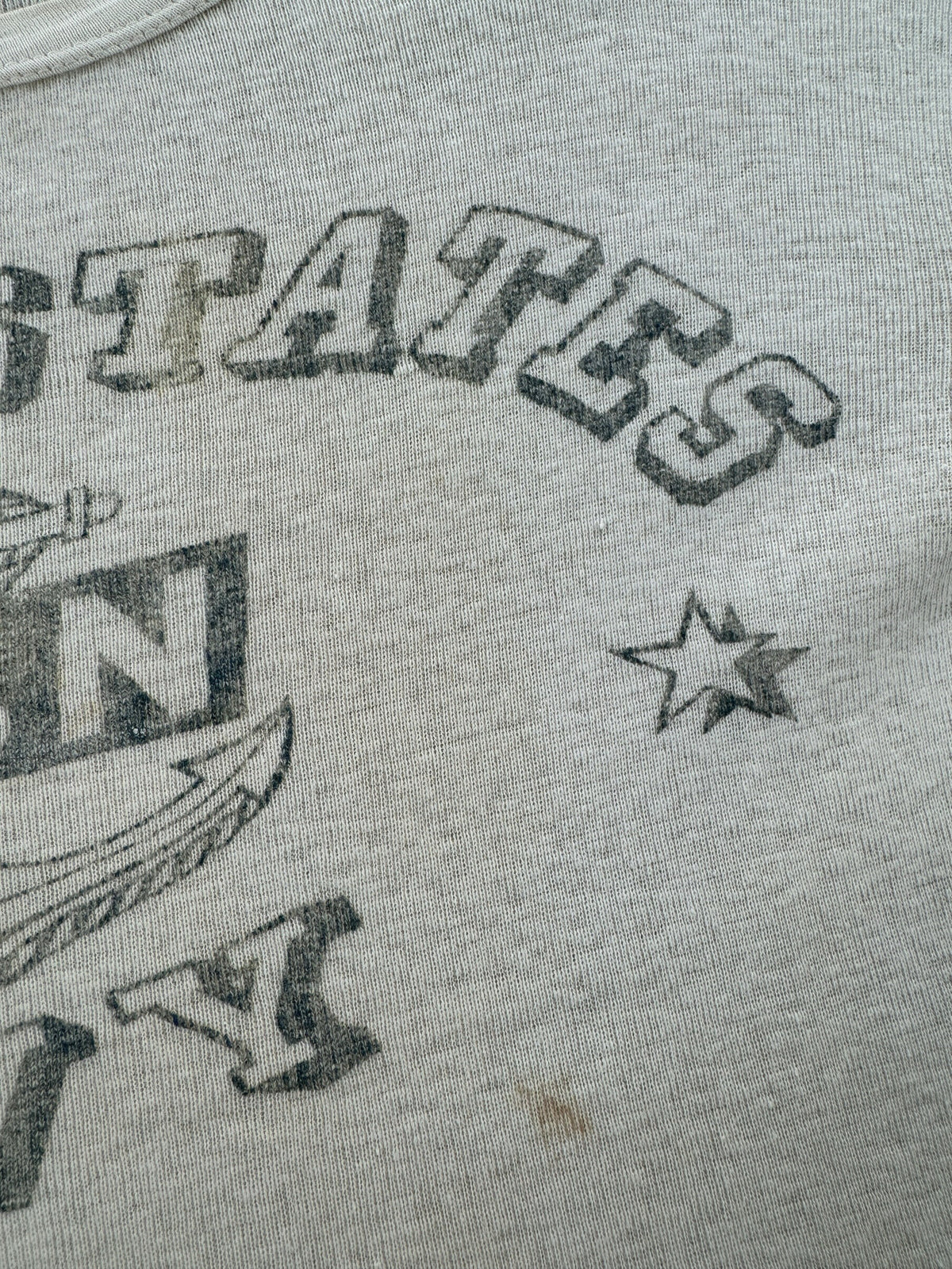 Front graphic on Vintage 1940s US Navy Waterprint Tee SZ M