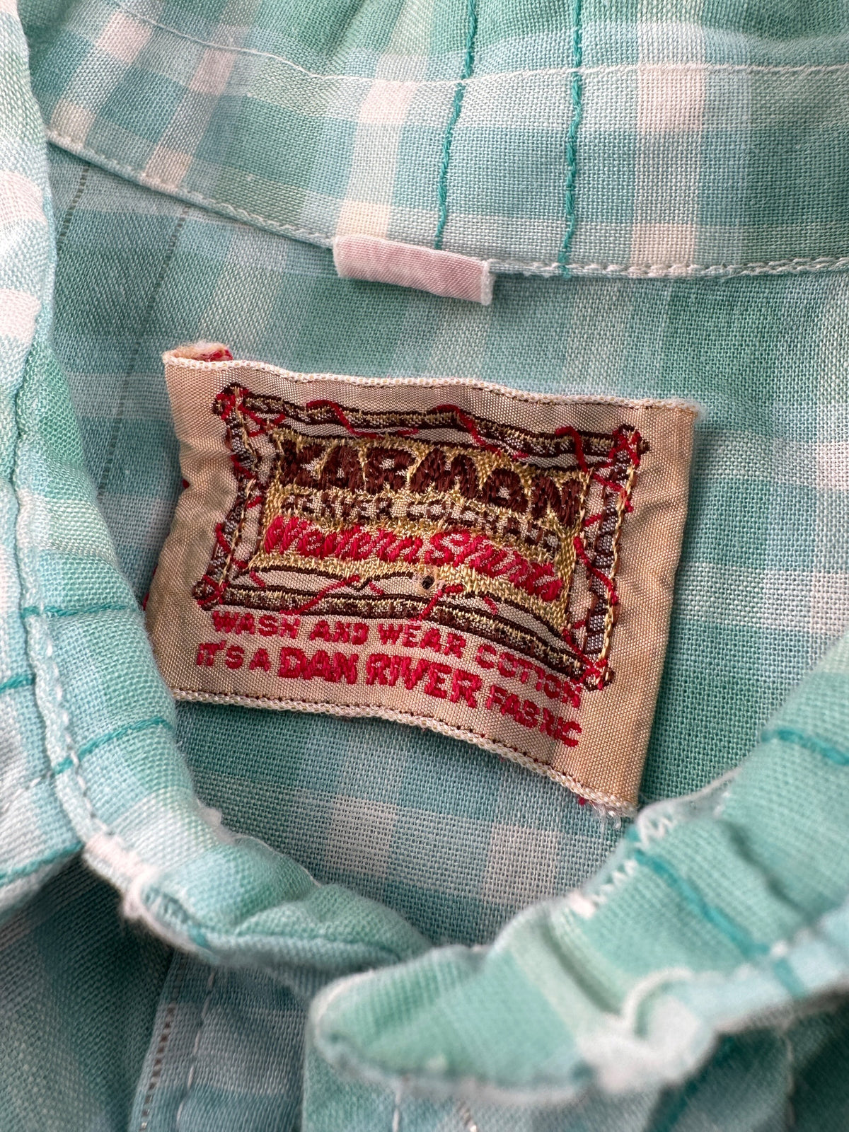 Tag on Vintage Karman Dan River Cloth Western Shirt SZ 15