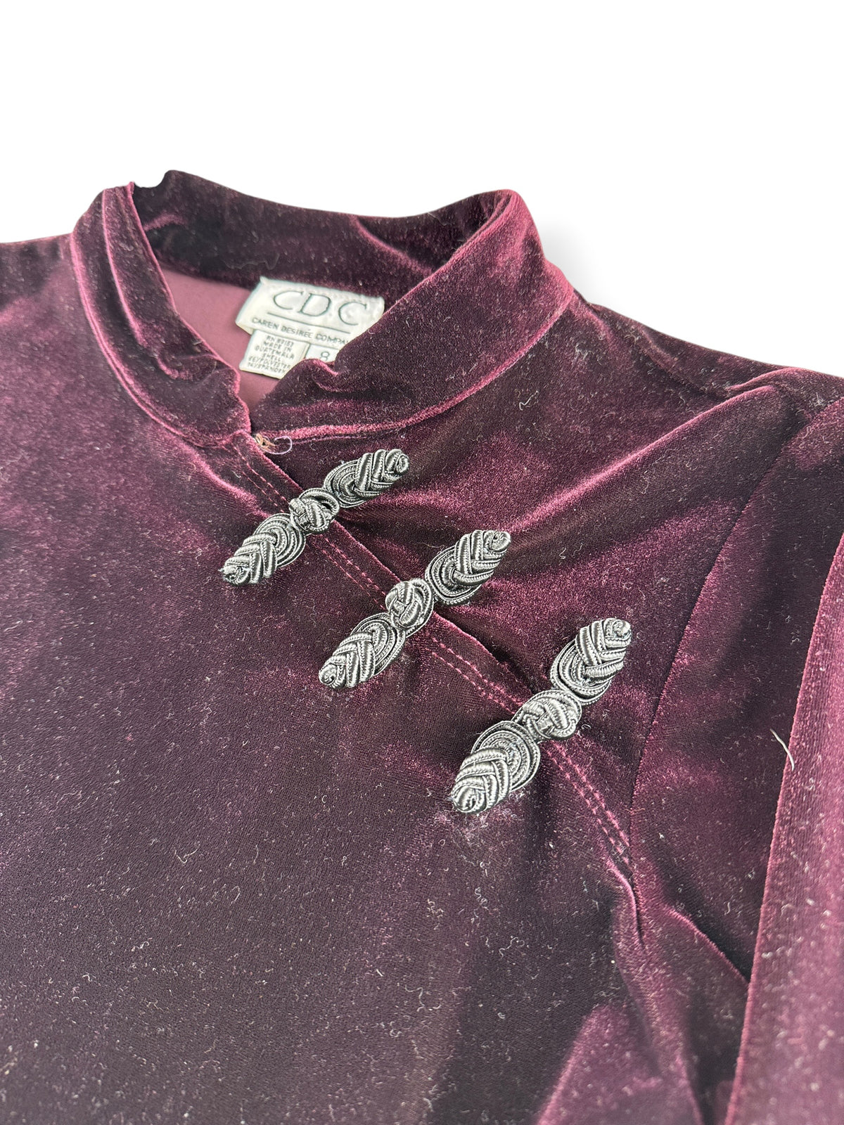 Clasps on Vintage Burgundy Velvet Midi Dress SZ M