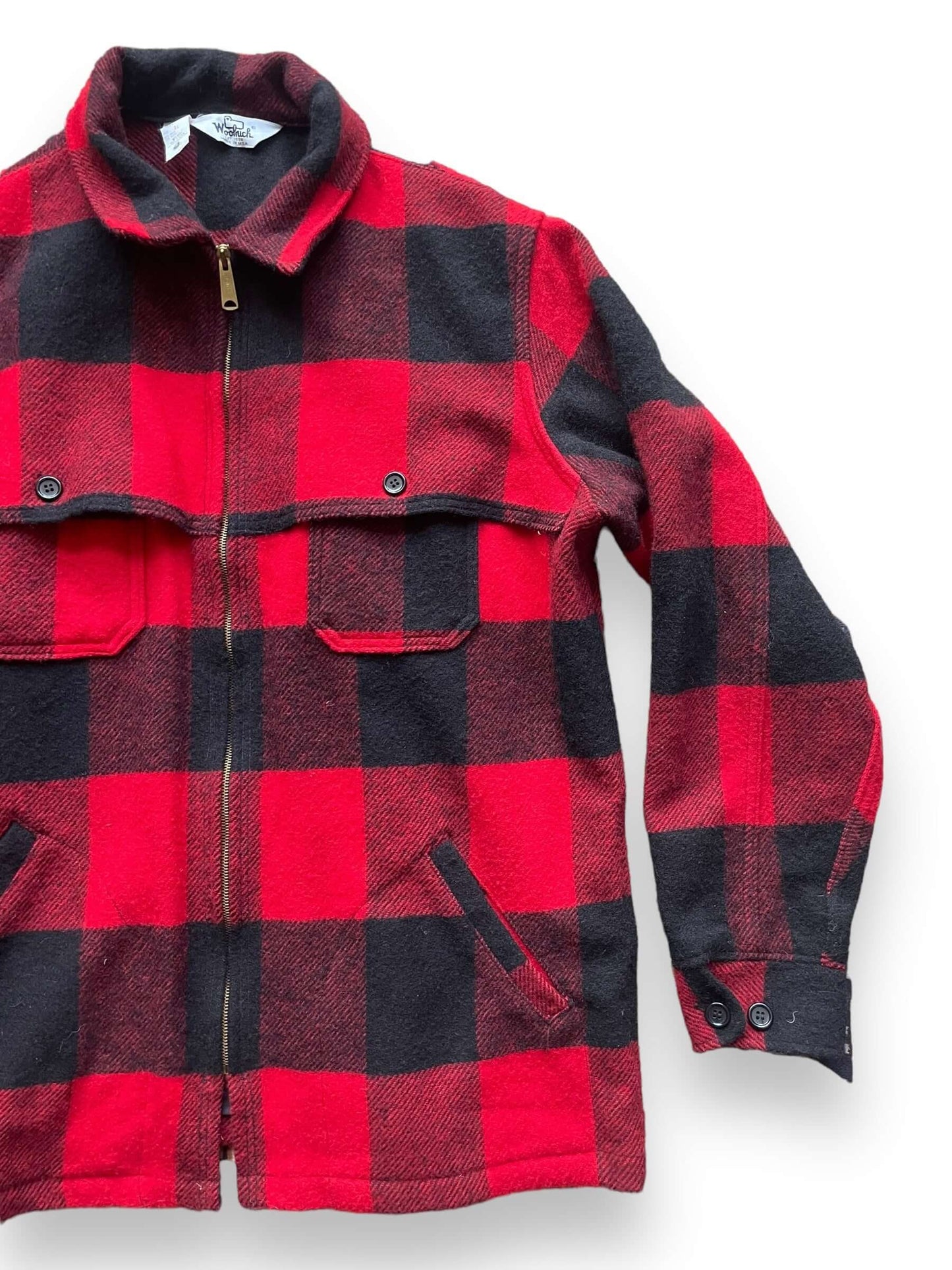 front left of Vintage Woolrich Buffalo Plaid Wool Jacket SZ XL