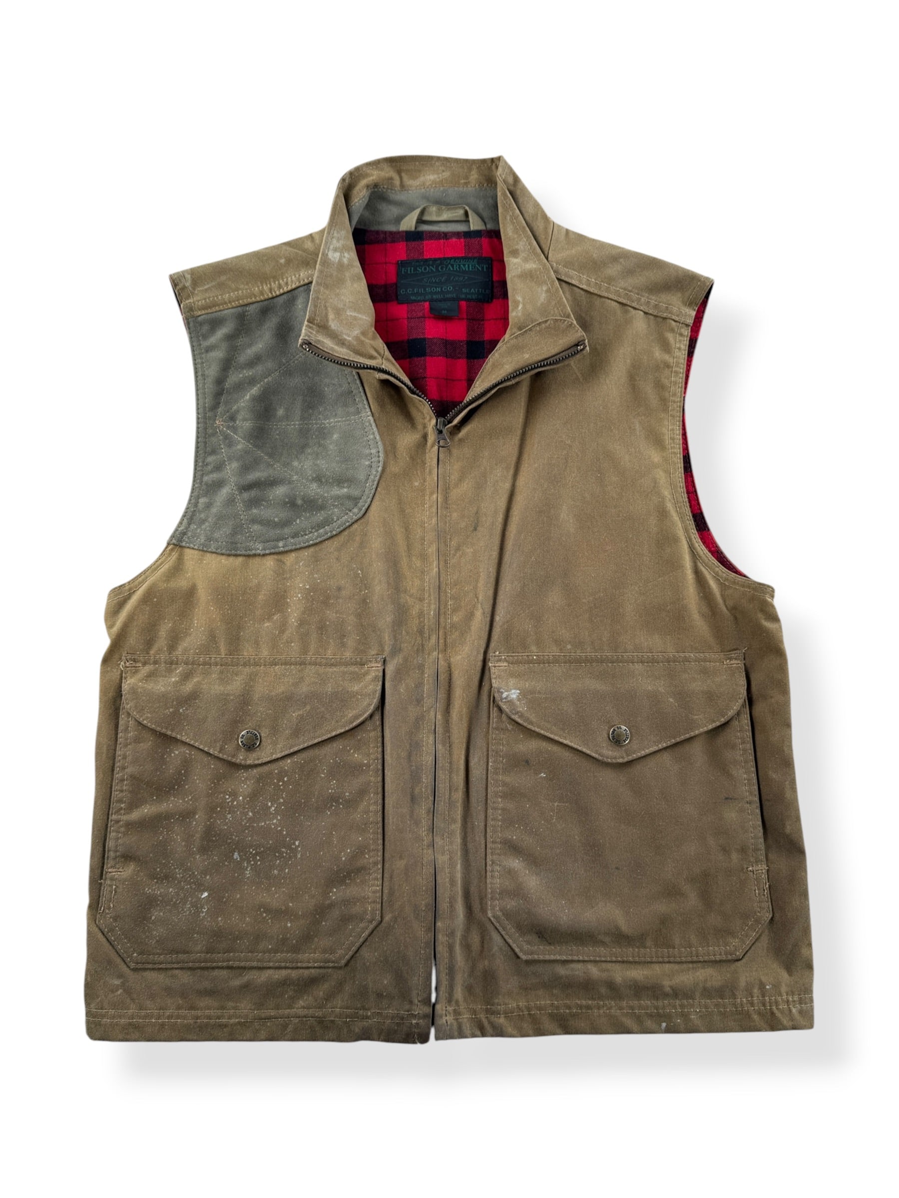 Front of Filson Tin Cloth Hunting Vest SZ M