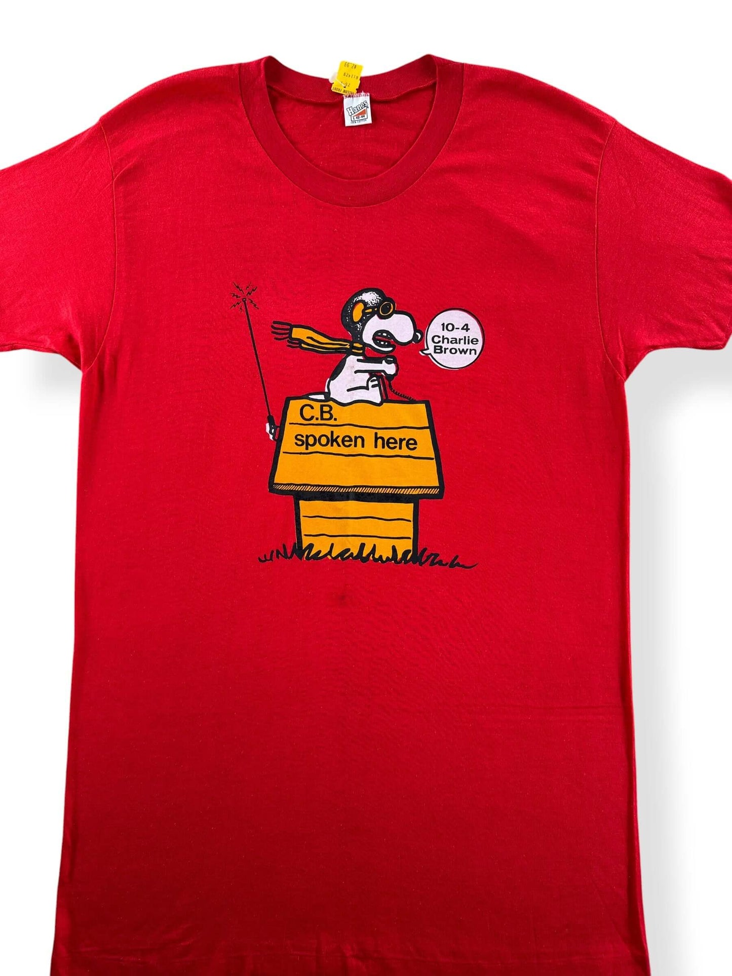 Front Close Up of Vintage NOS Bootleg Snoopy Tee SZ L (Fits M)
