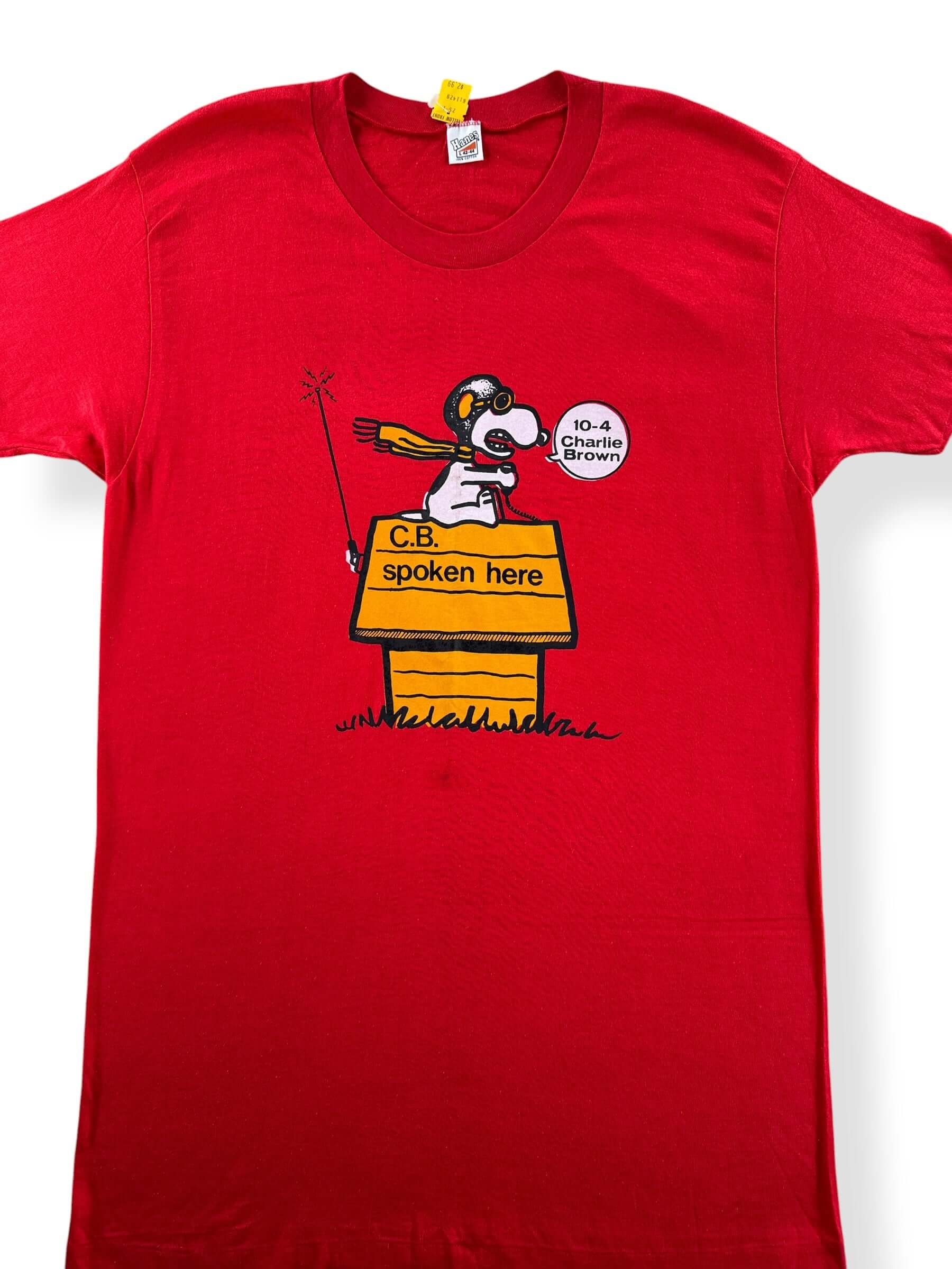 Front Close Up of Vintage NOS Bootleg Snoopy Tee SZ L (Fits M)