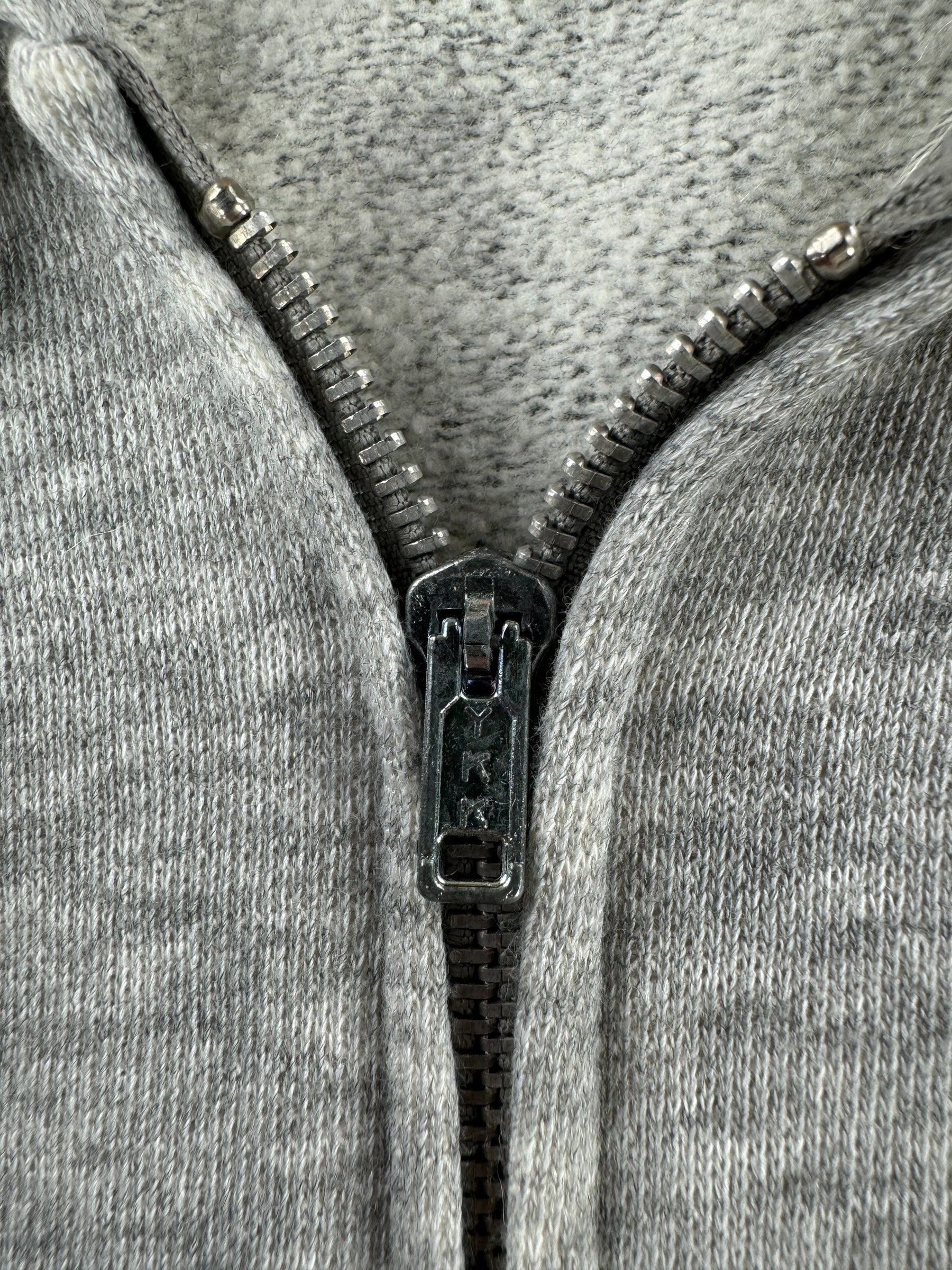 Zipper on Vintage Heather Grey Zip Up Hoodie SZ M