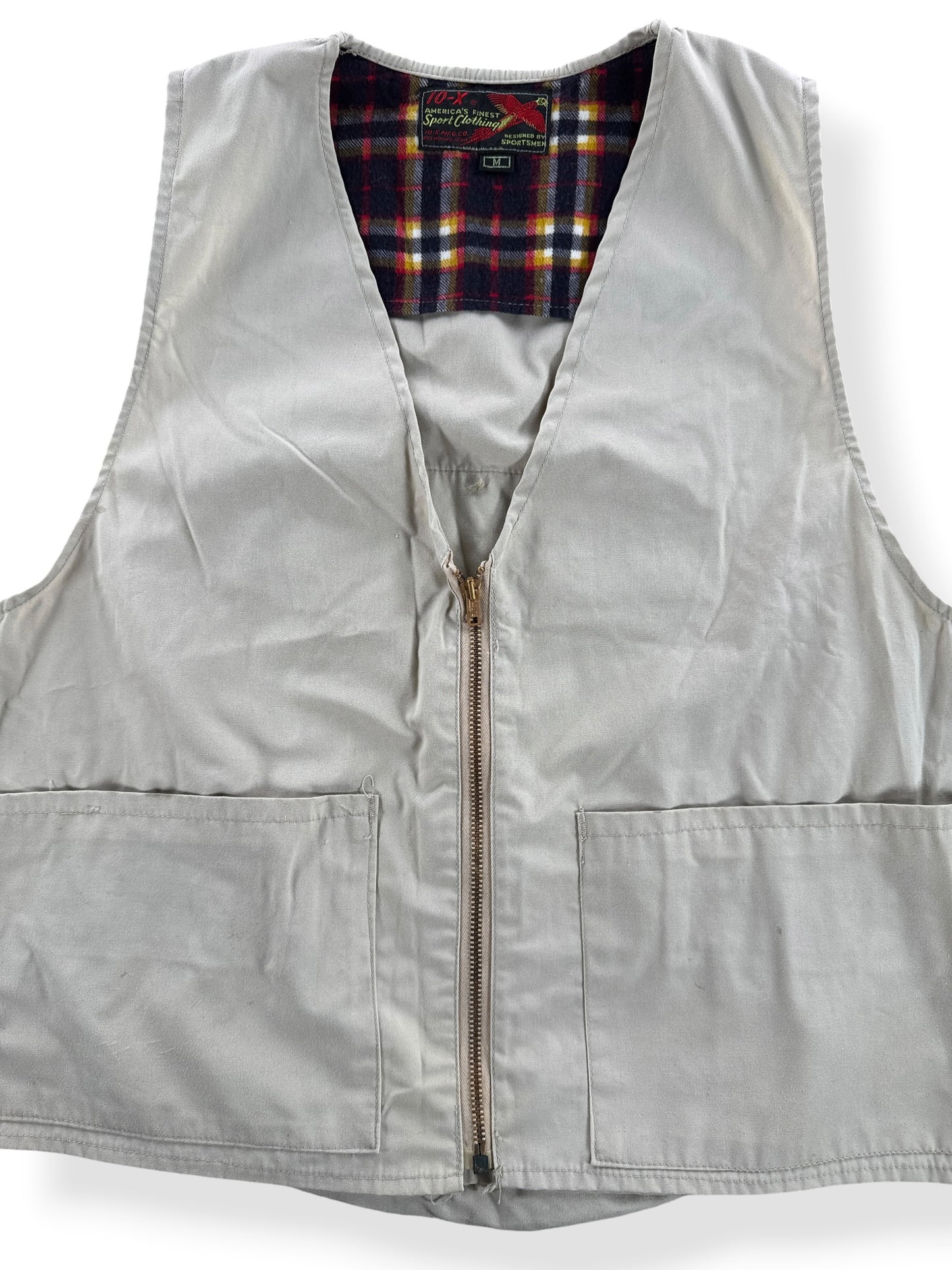 Front Close Up of Vintage 10-X Hunting Vest SZ M