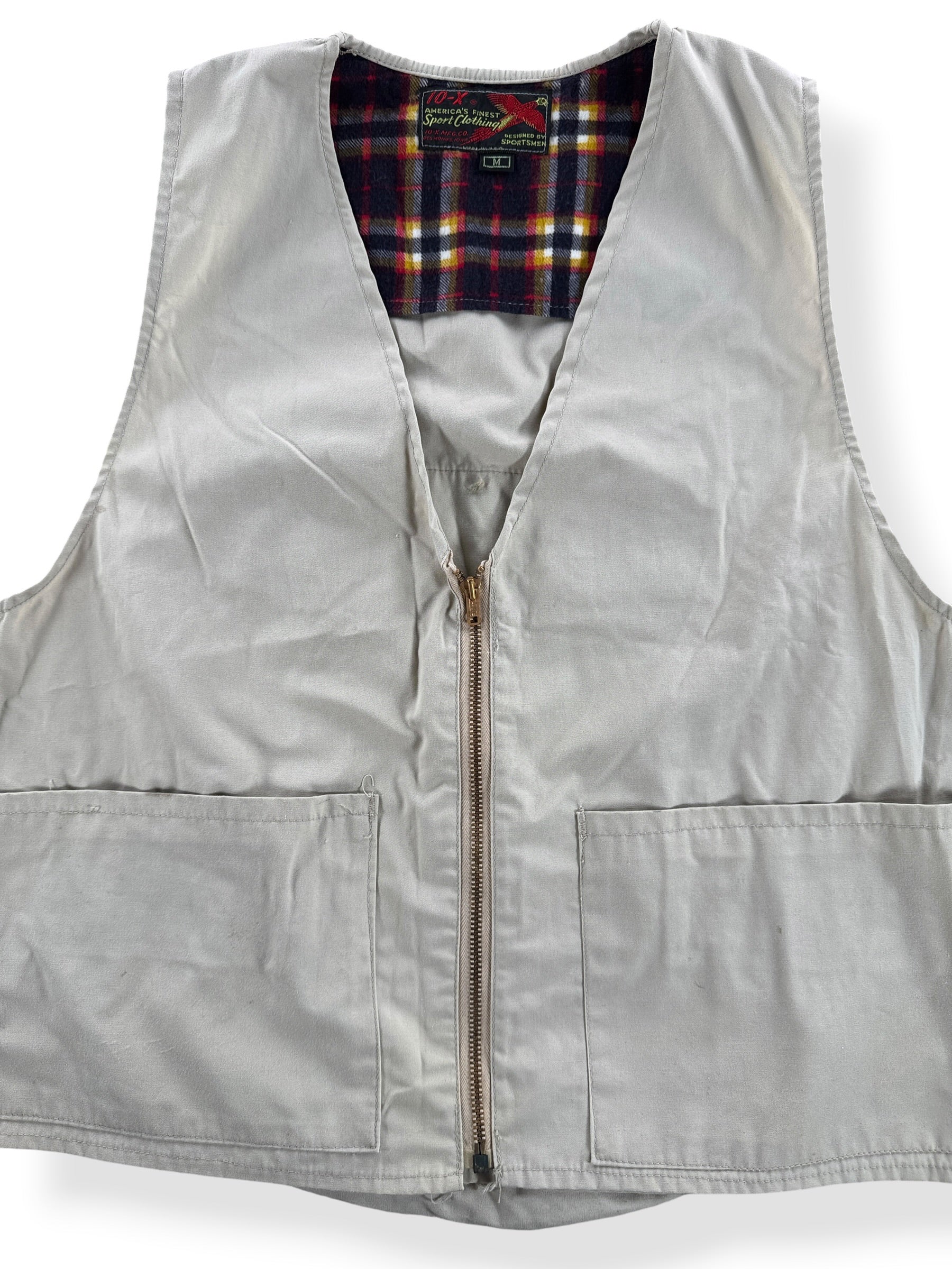Front Close Up of Vintage 10-X Hunting Vest SZ M