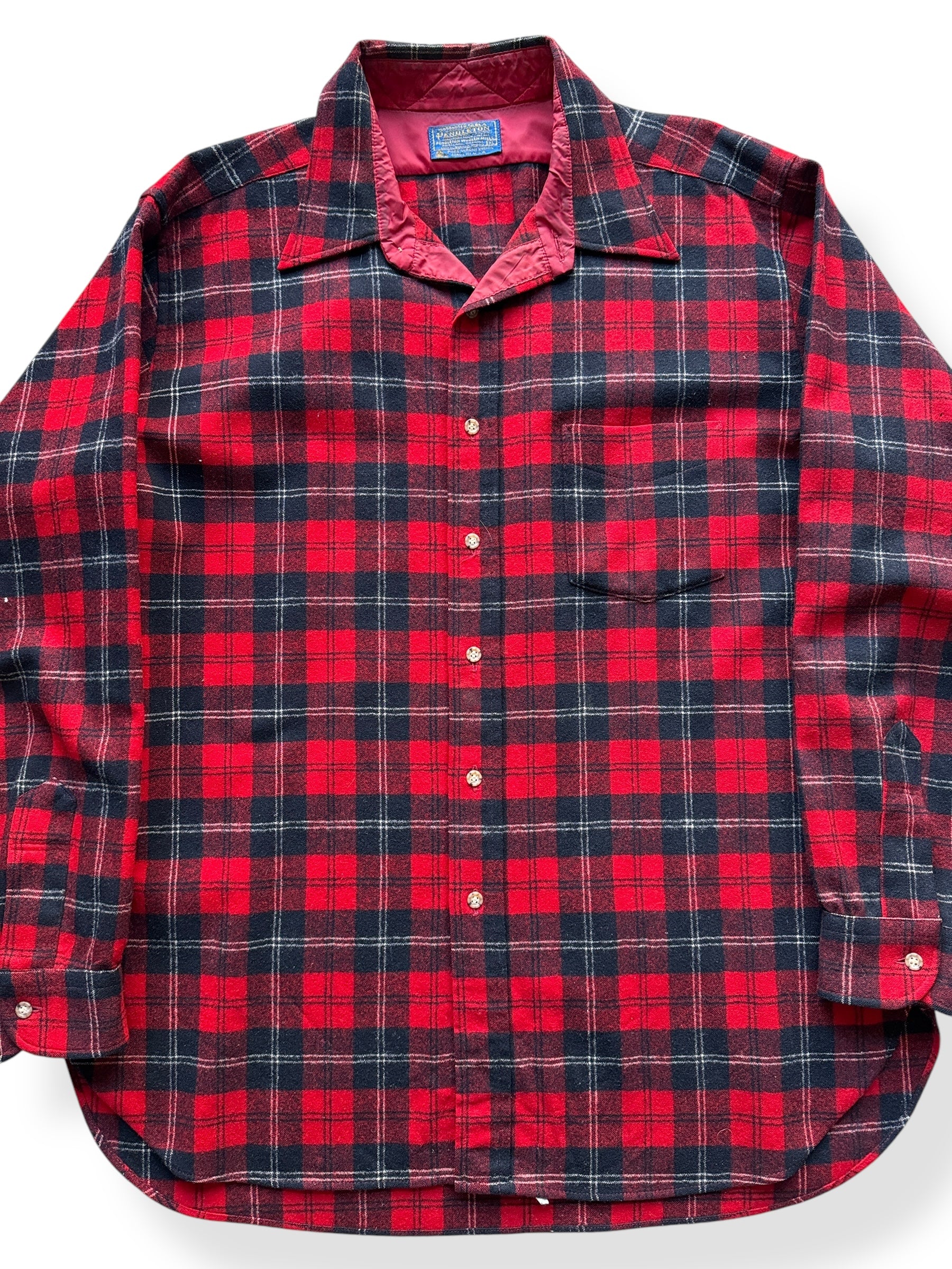 Front Close Up of Vintage Red And Black Pendleton Flannel SZ XL