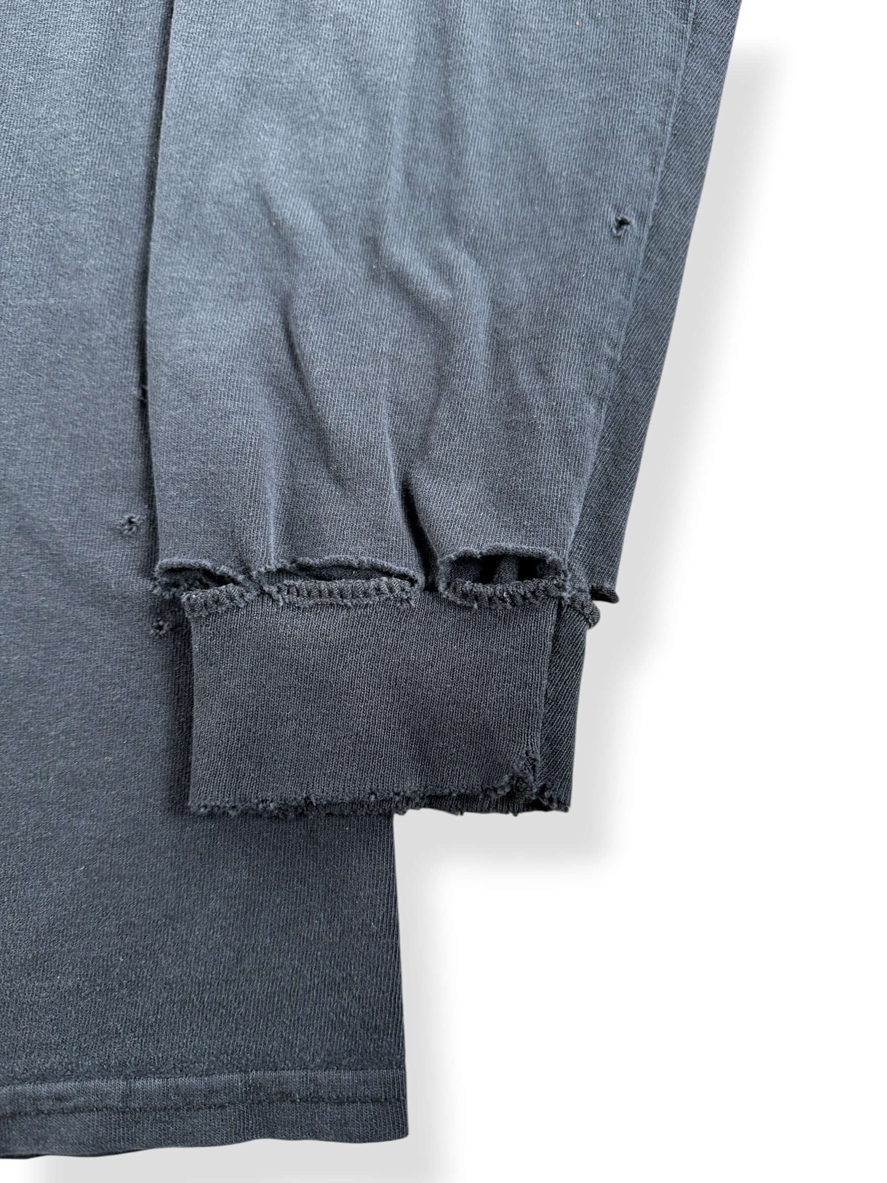 Holes on Vintage Black Longsleeve Thrashed Blank Tee SZ L