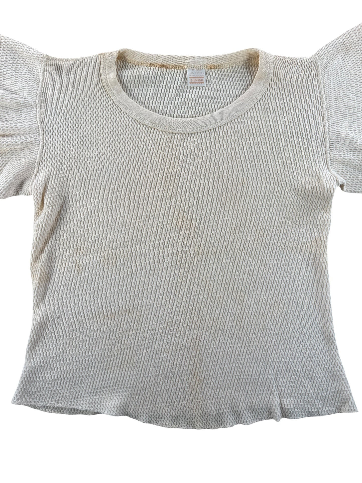Front Close Up of Vintage Cutoff Thermal Shirt SZ M