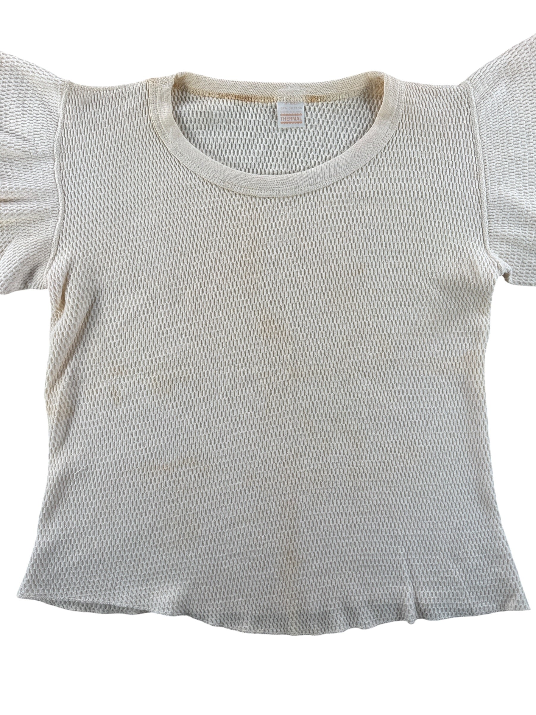 Front Close Up of Vintage Cutoff Thermal Shirt SZ M