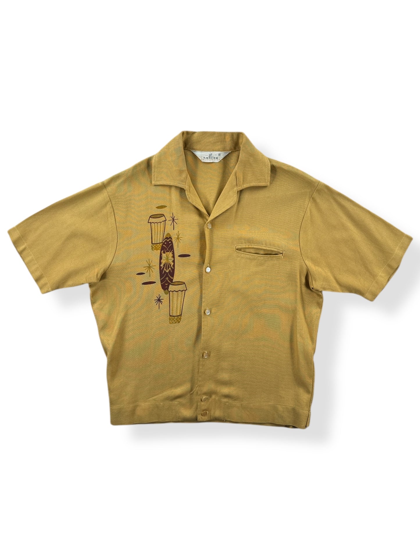 Front of Vintage Lancer Tiki Short Sleeve Shirt SZ S