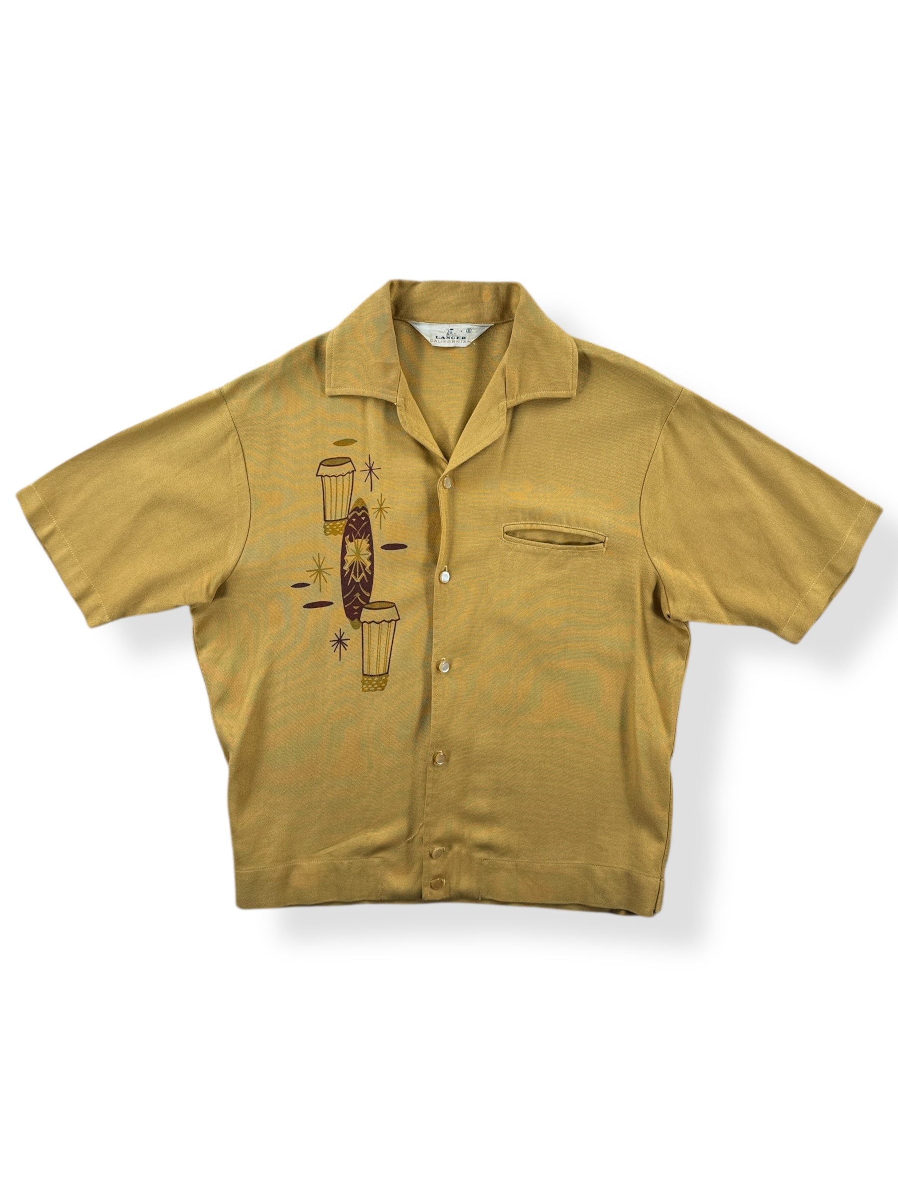 Front of Vintage Lancer Tiki Short Sleeve Shirt SZ S