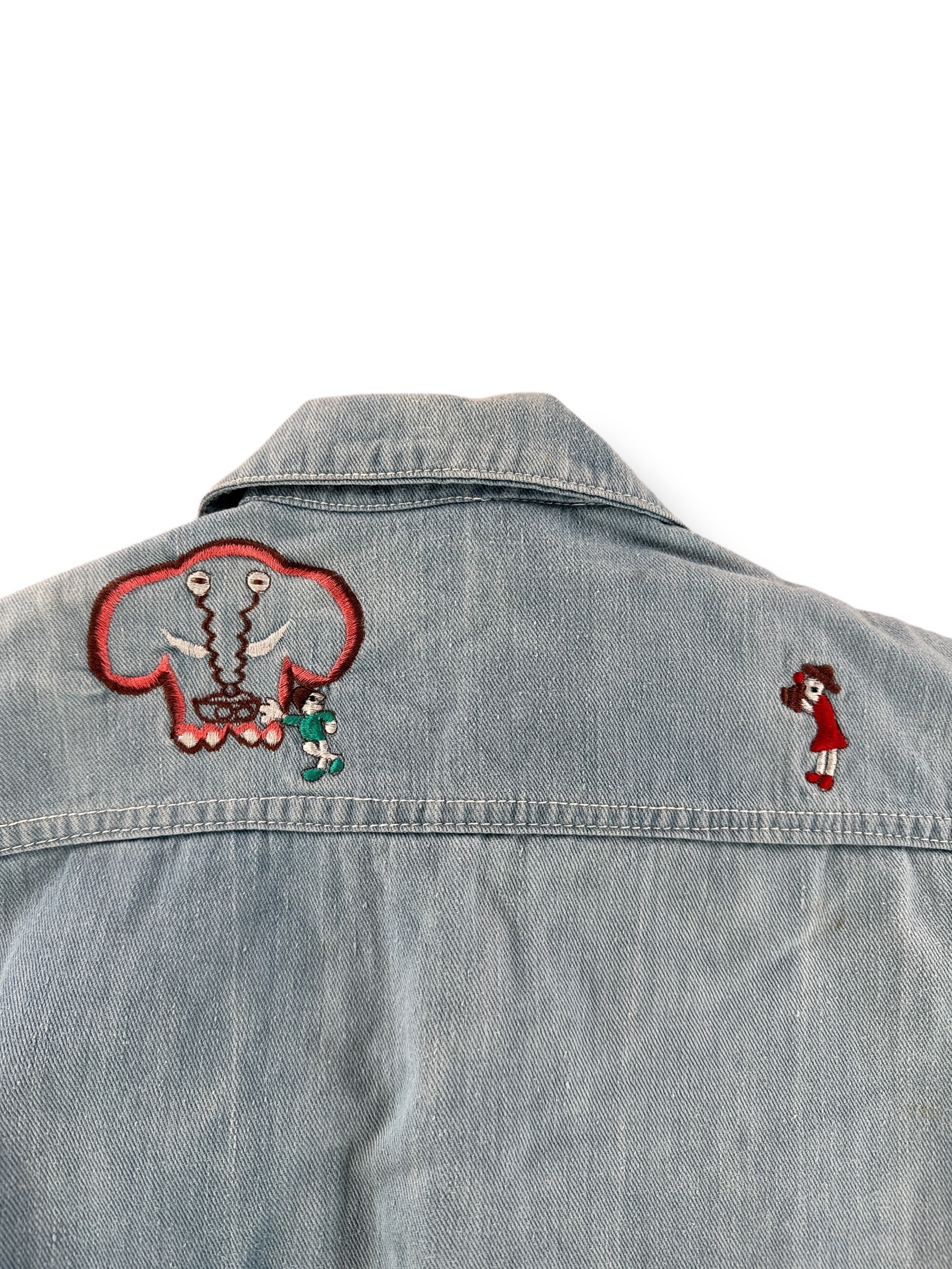 Back Embroidery on Vintage Denim Petite Trucker w/ Embroidery SZ XS