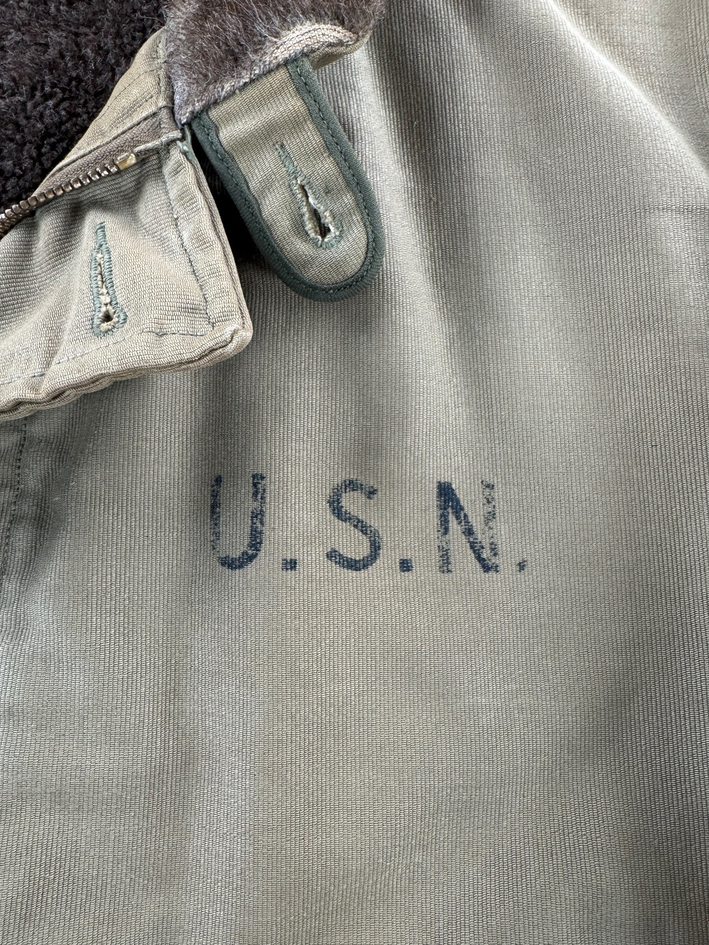 Stencil on Vintage WWII Era USN N-1 Jacket in Pristine Shape SZ 38