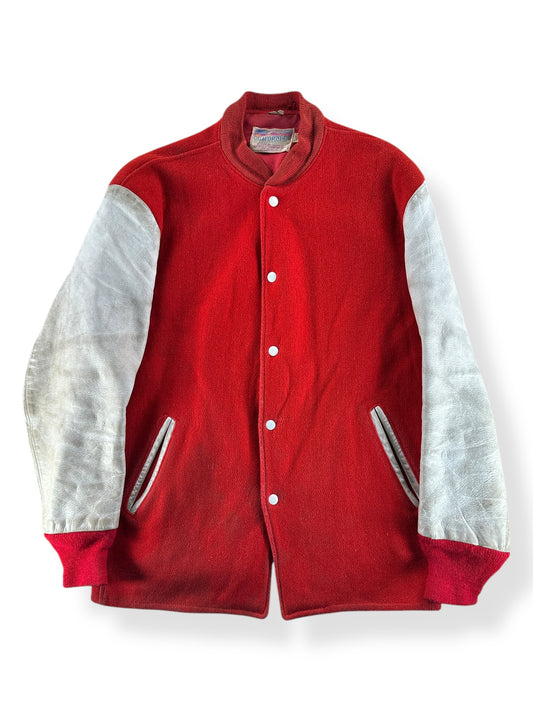 Front of Vintage Californian Red & White Varsity Jacket SZ 40