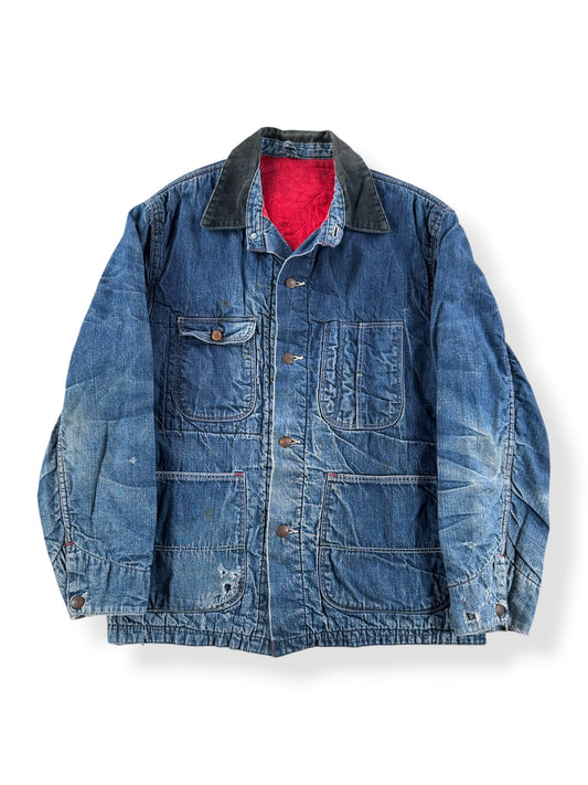 Front of Vintage 60s Quilt Lined Denim Chore Coat SZ 40