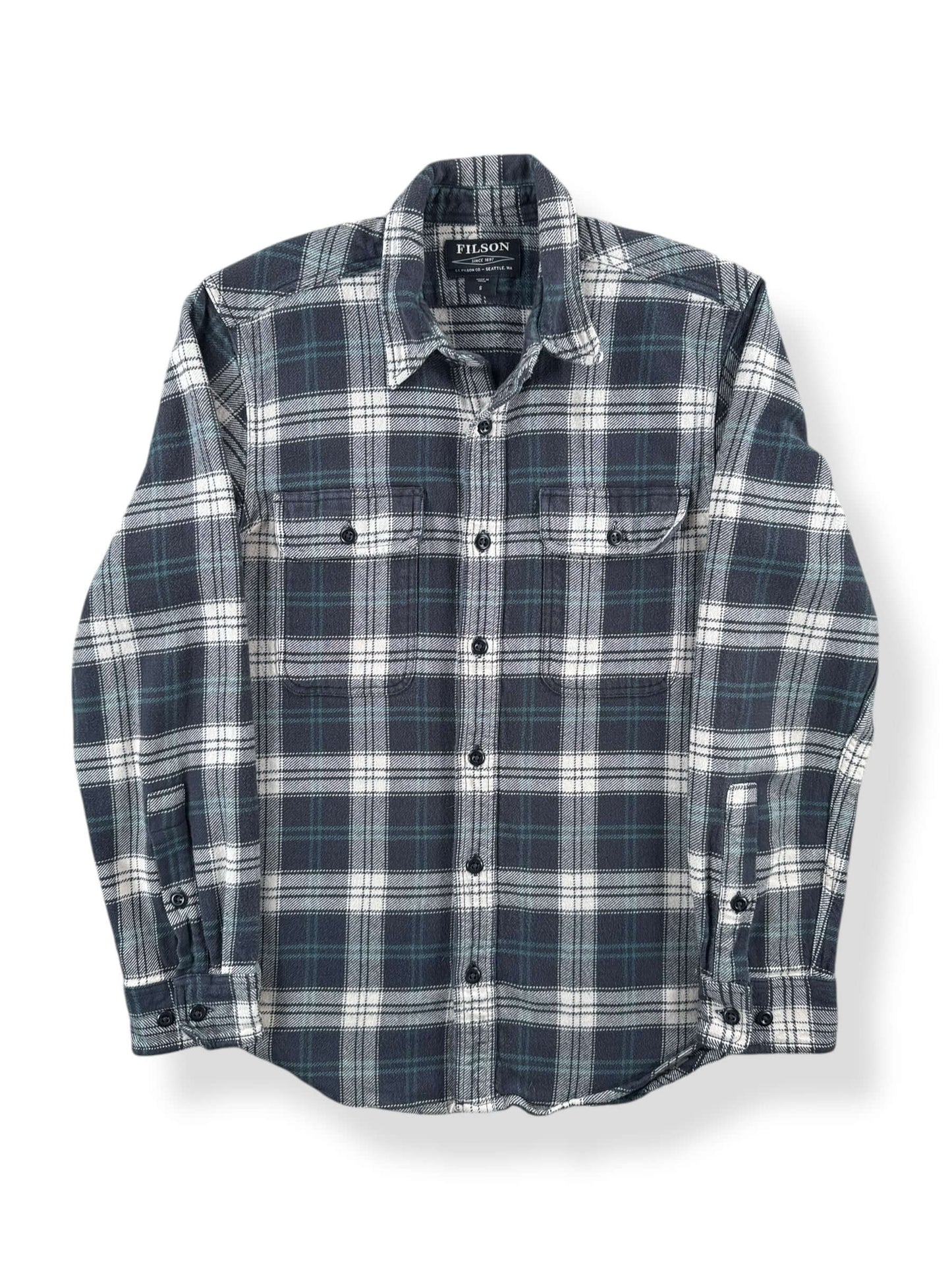 Front of FIlson Black Team Cream Cotton Flannel SZ S