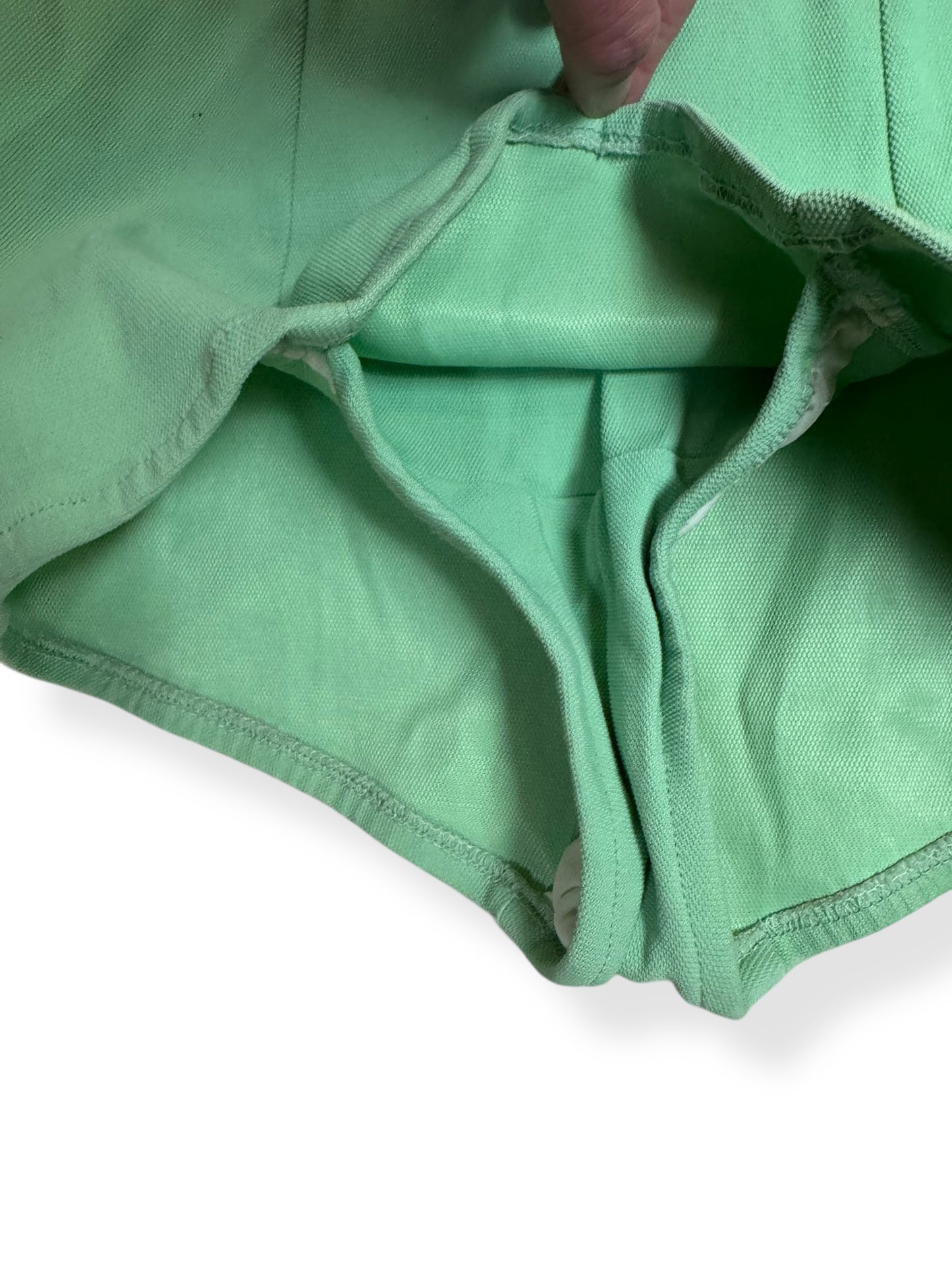 Crotch view of 1960s Minty Green One Piece Bathing Suit XS-S