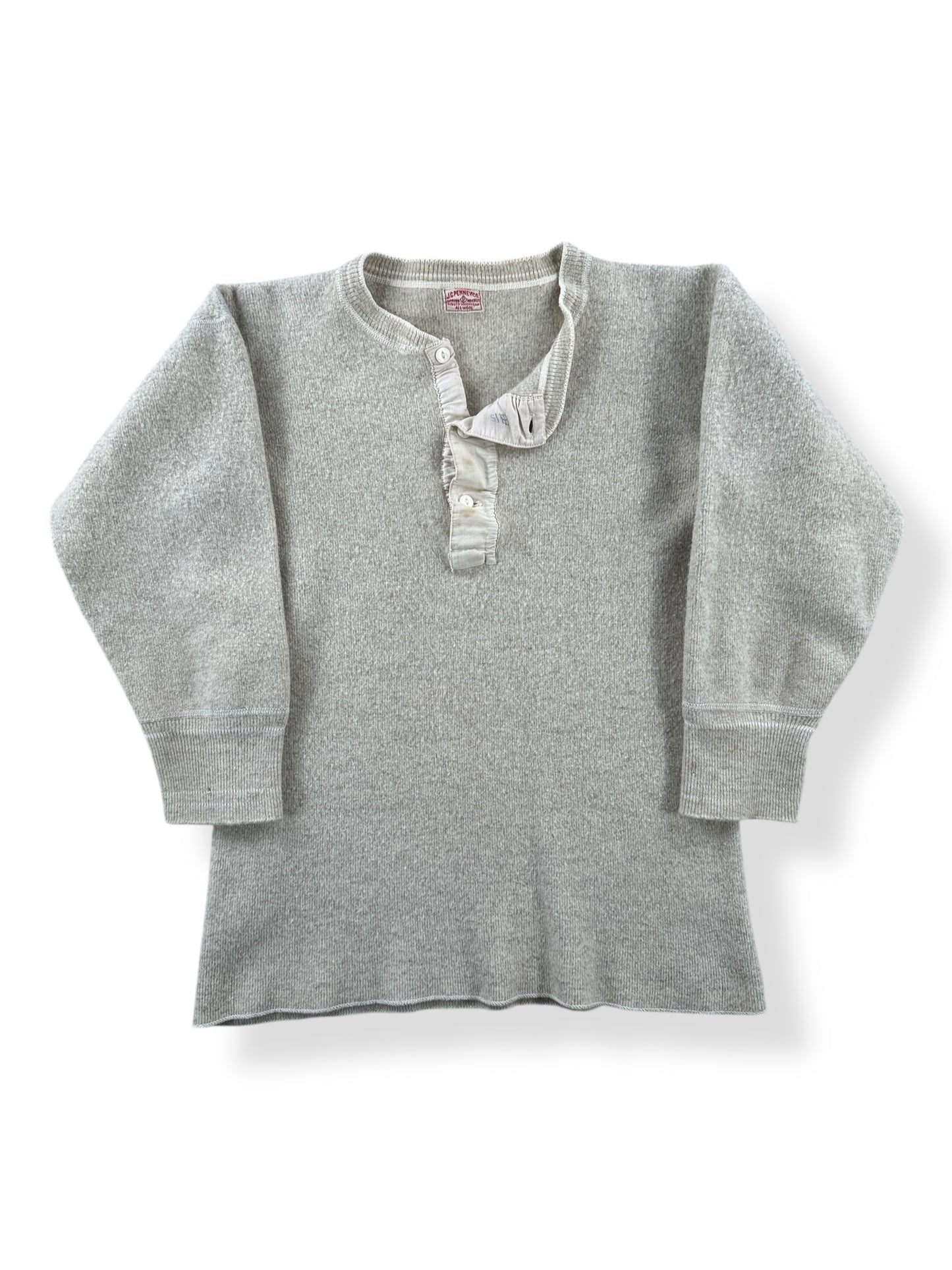 Front of Vintage JC Penney Wool Henley SZ S