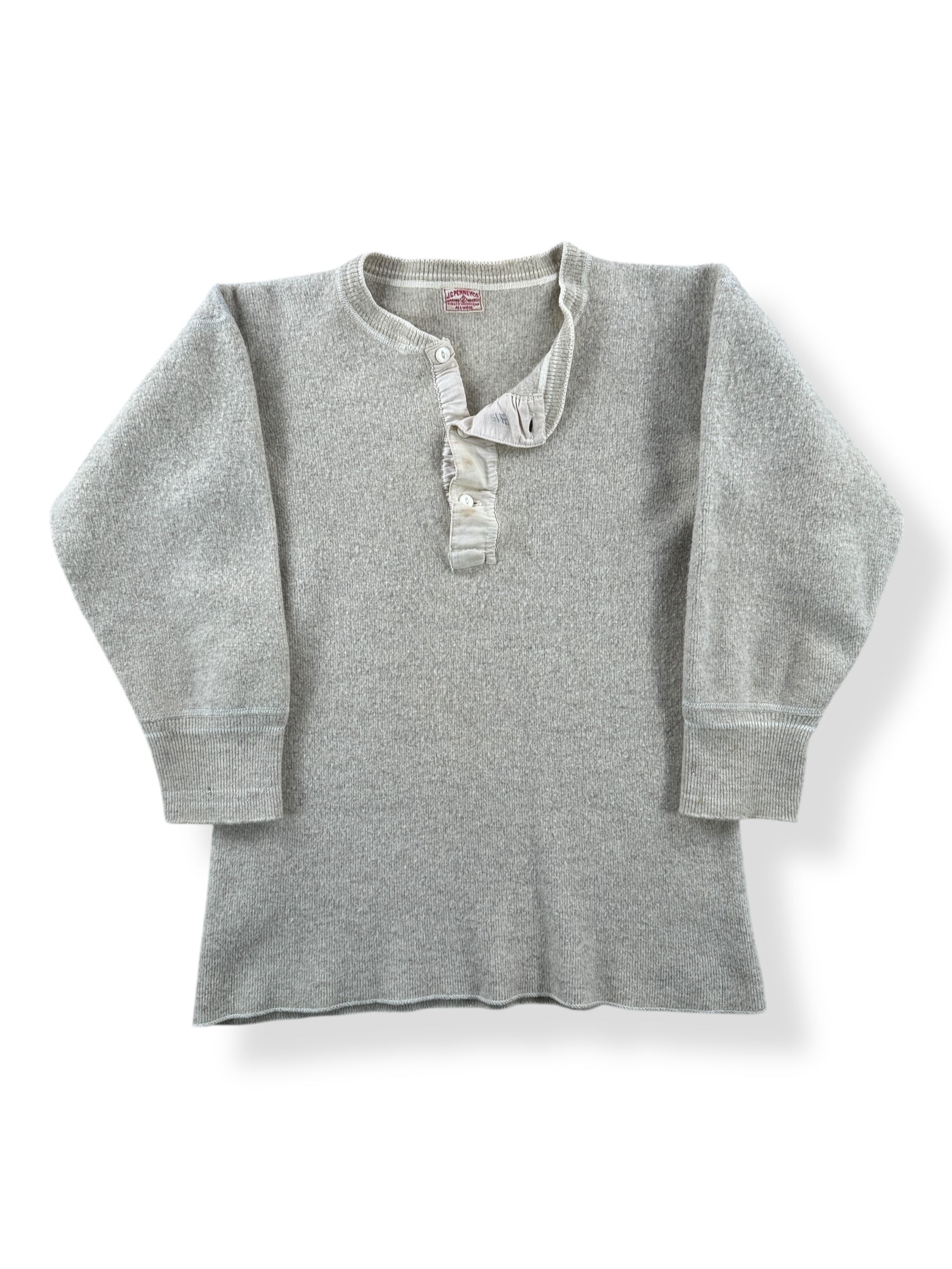 Front of Vintage JC Penney Wool Henley SZ S