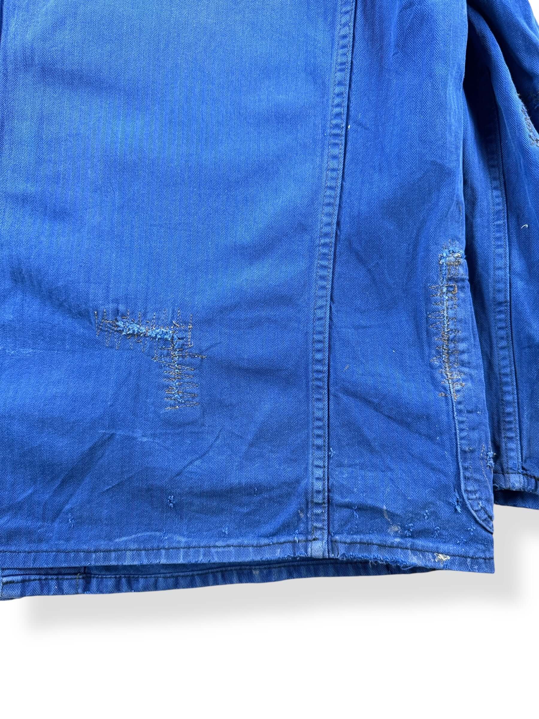 Repairs on Vintage Royal Blue Sanfor HBT French Chore Coat SZ L