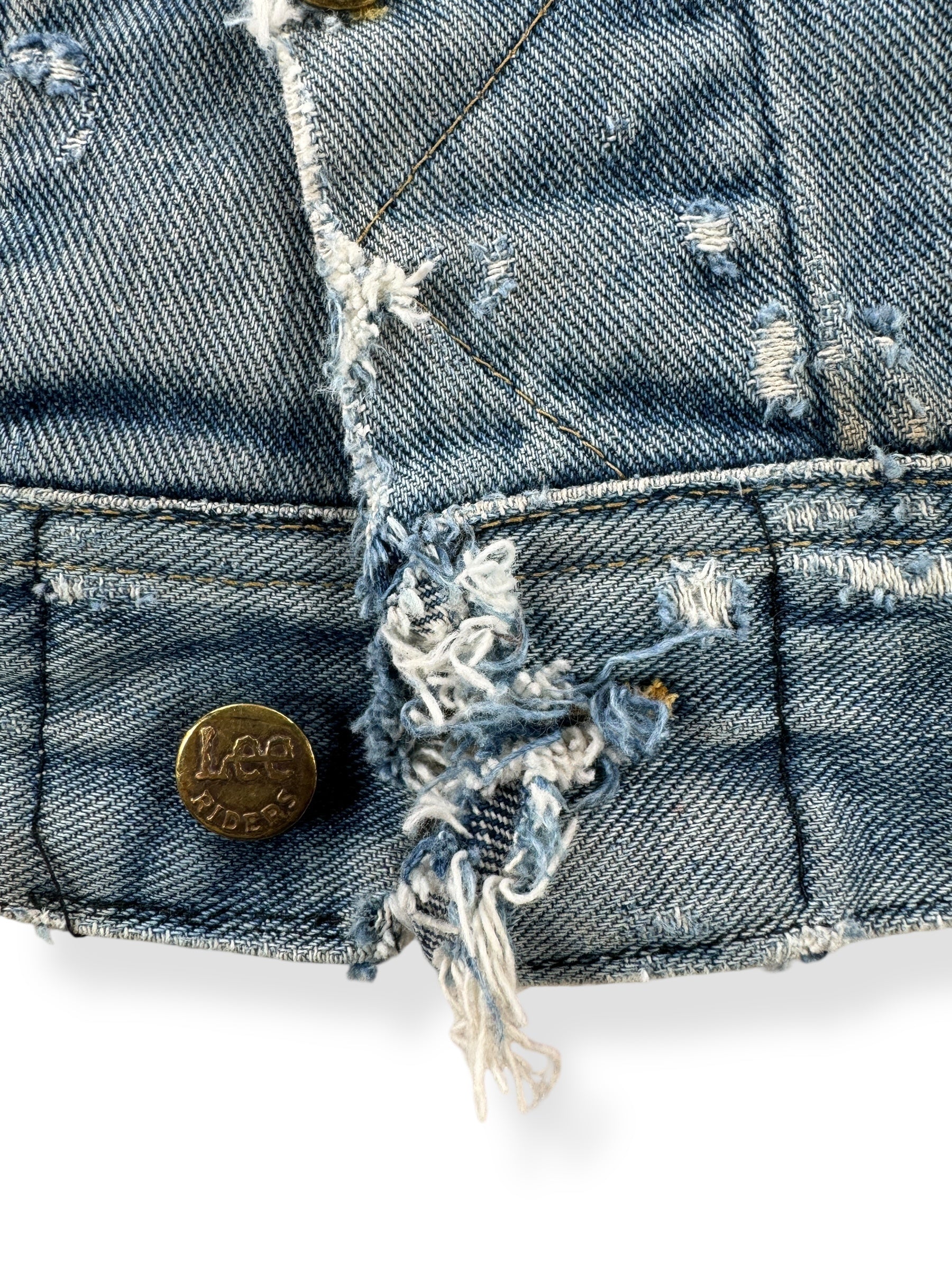 Damaged Button Hole on 80s Lee 101-J Distressed Jacket SZ 44 Long