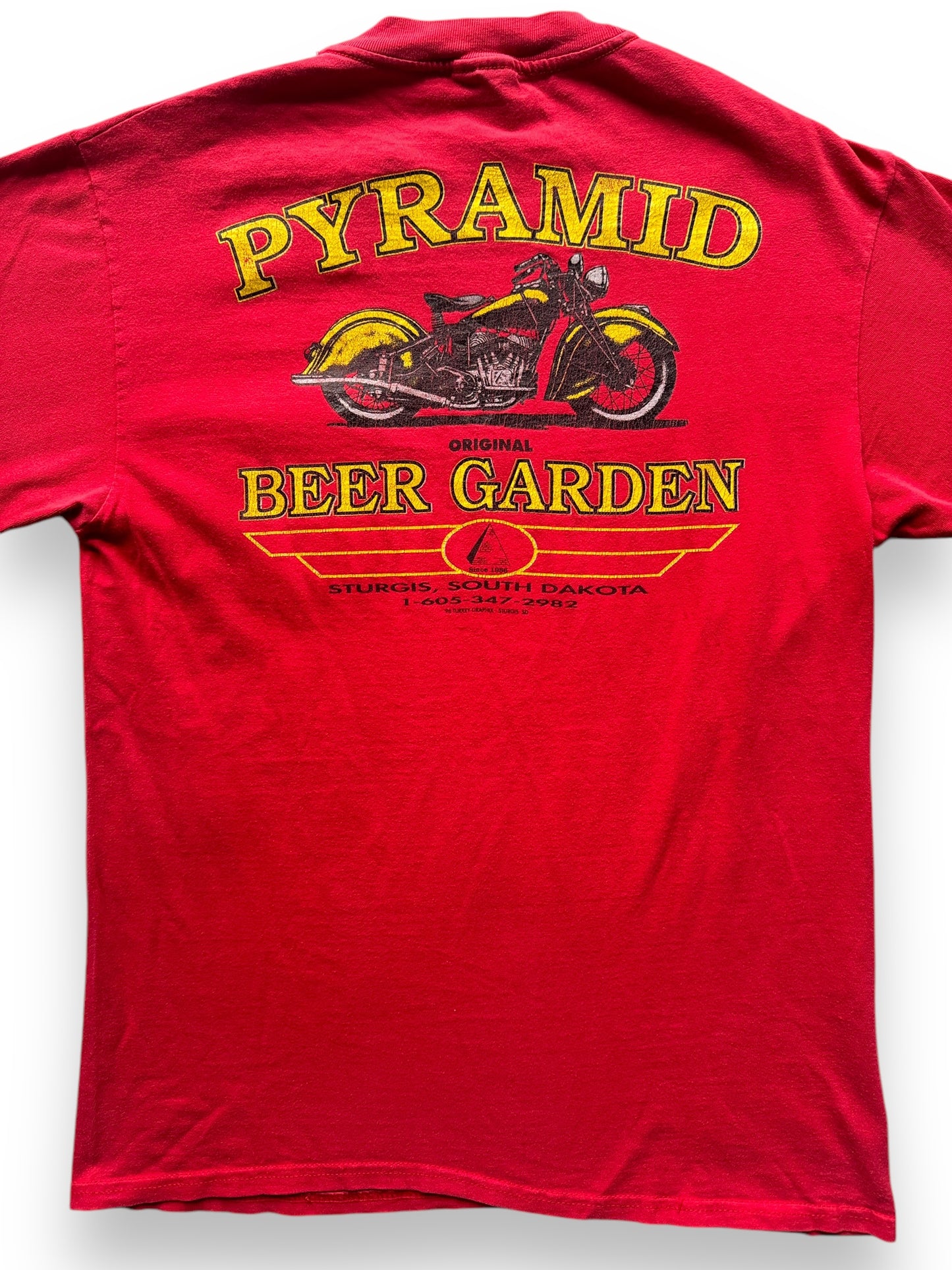 back close up of Pyramid Sturgis Beer Garden Pocket Tee SZ M