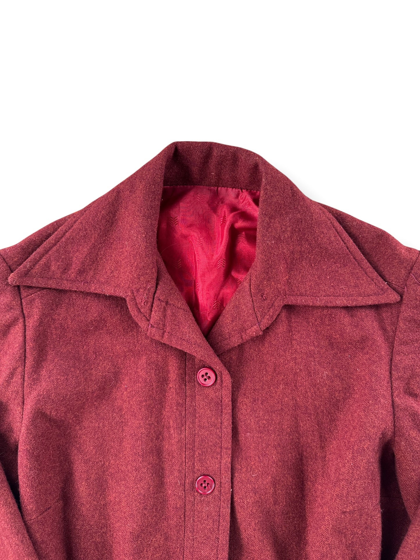 Collar on Vintage Ladies Burgundy Wool Jacket SZ S