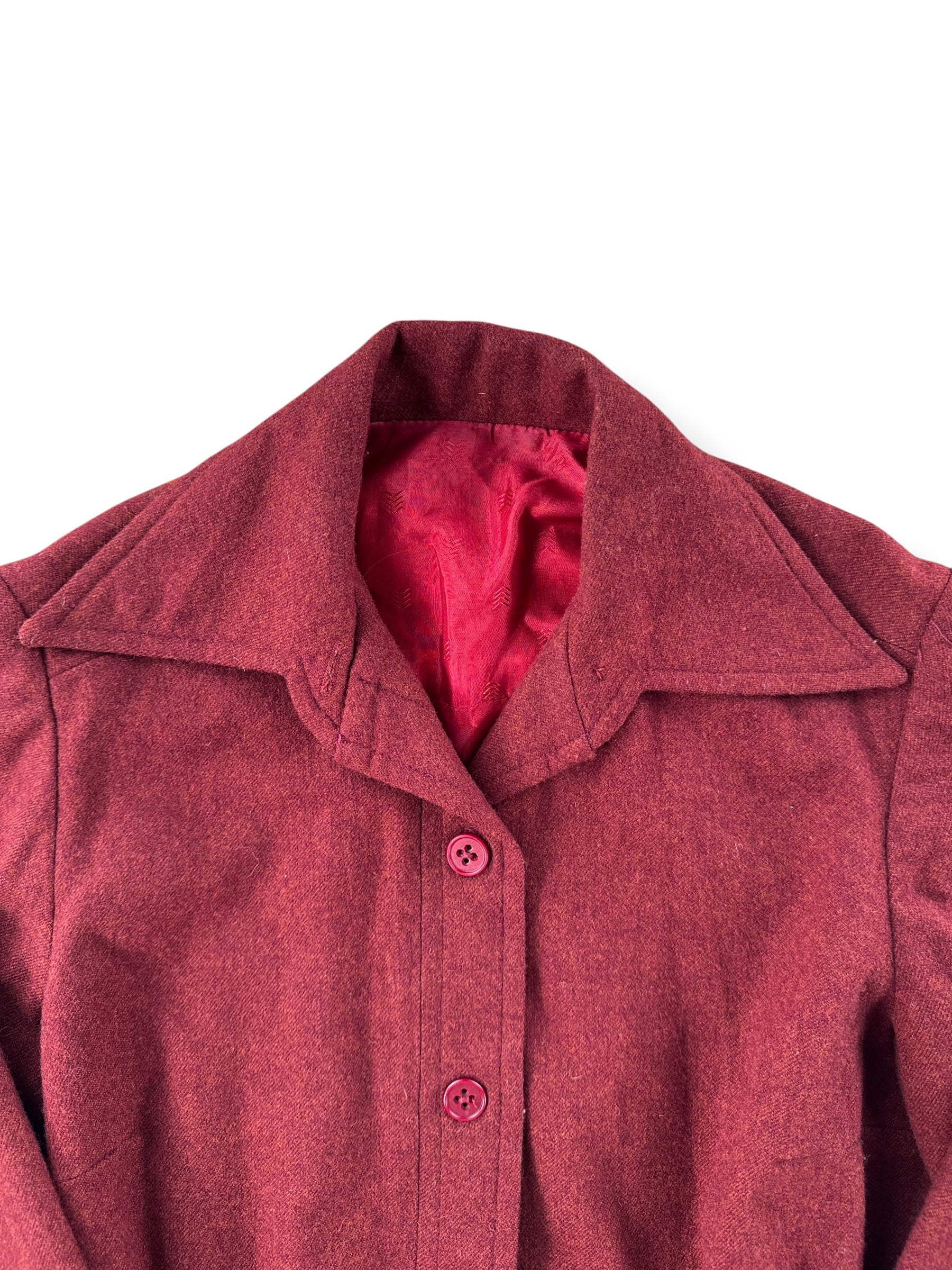Collar on Vintage Ladies Burgundy Wool Jacket SZ S