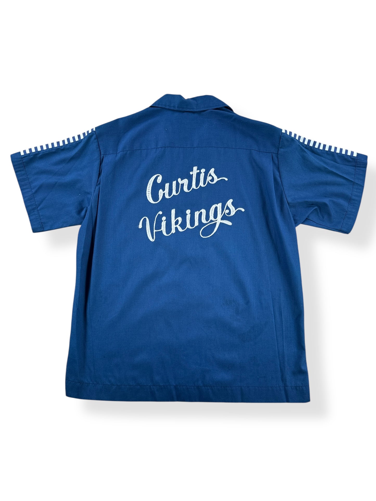 Back of Vintage Curtis Vikings Bowling Shirt SZ M