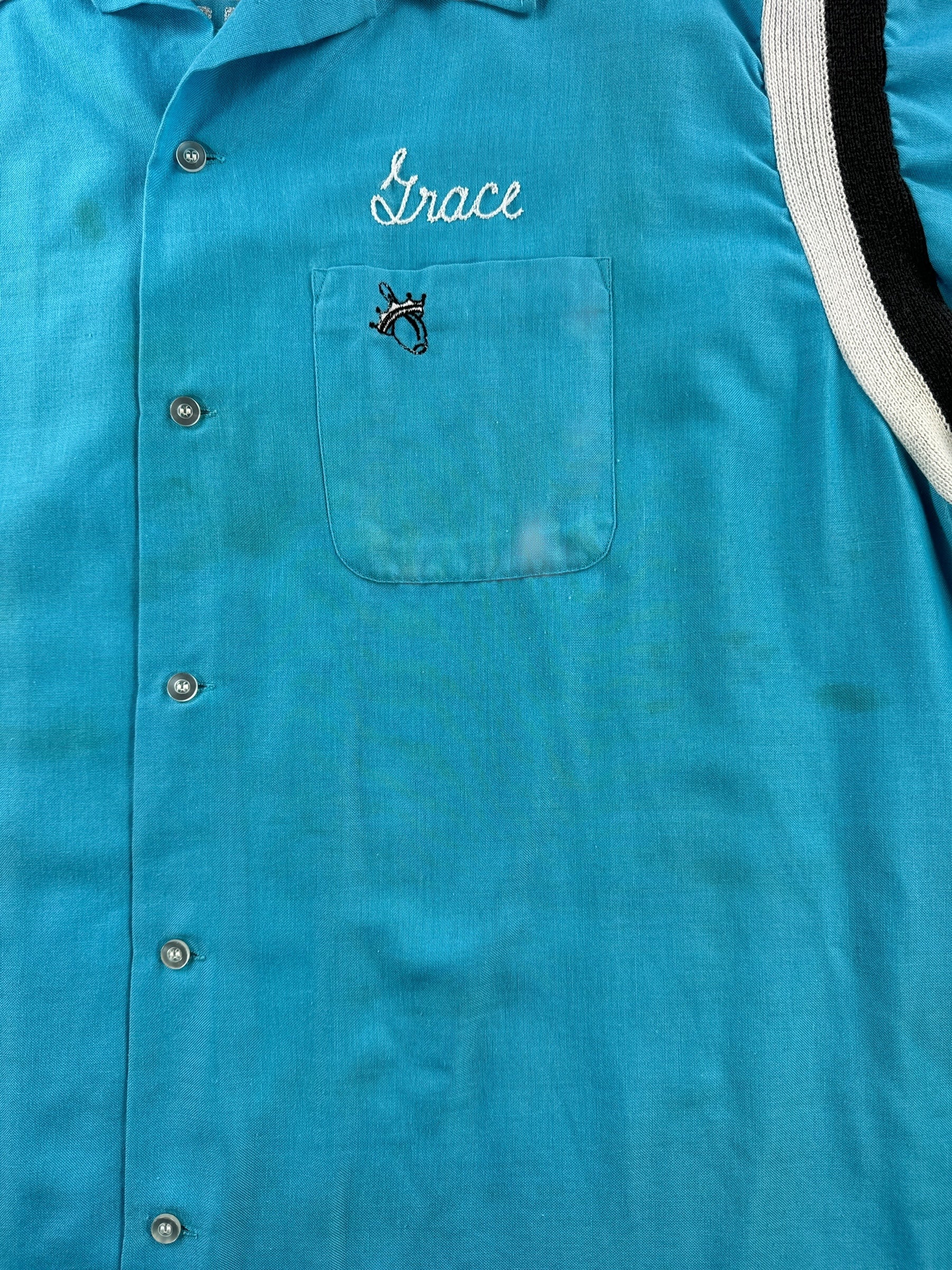 Wear on Vintage Big Grace Bowling Shirt SZ XXXL