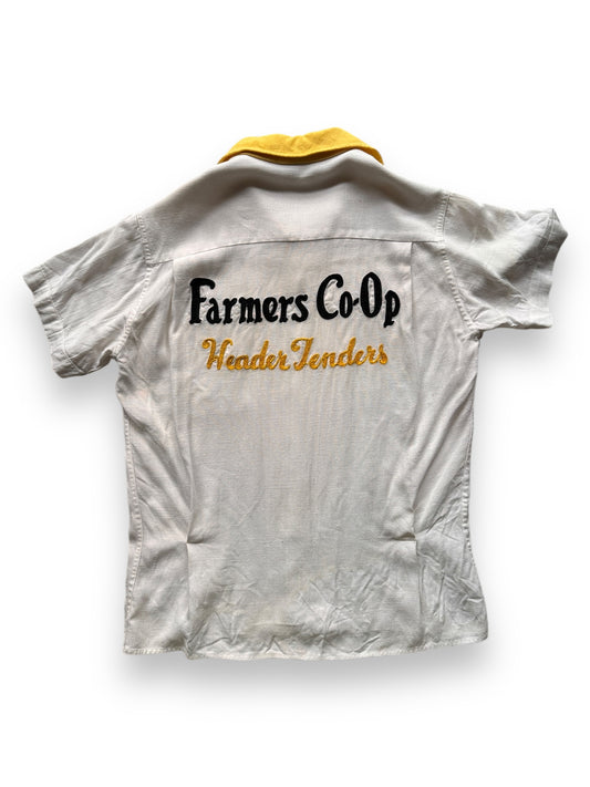 back of Vintage Farmers Co-op Chainstitched Bowling Shirt SZ M