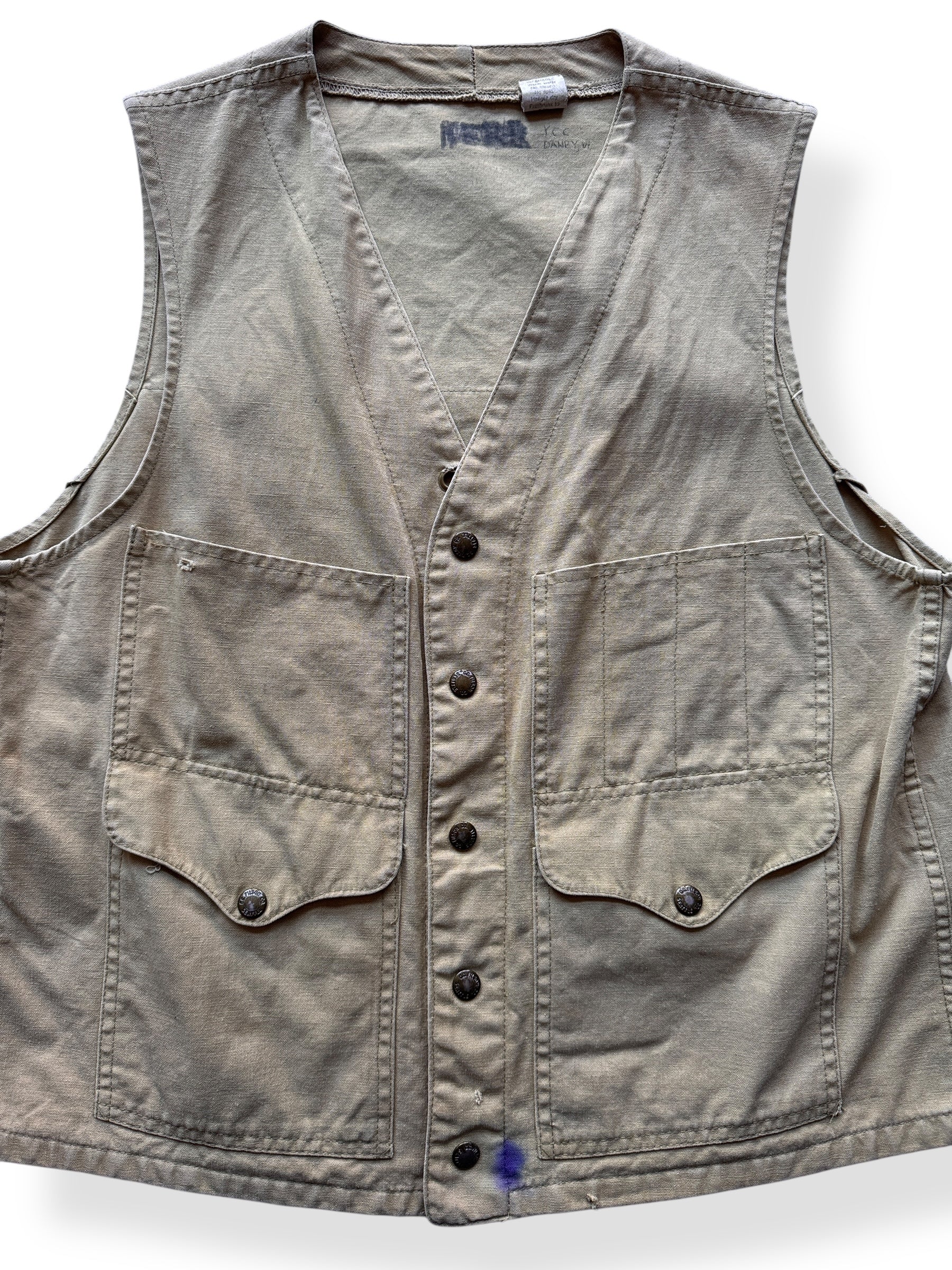 Front Close Up of Vintage Filson Tin Cloth Vest SZ 40