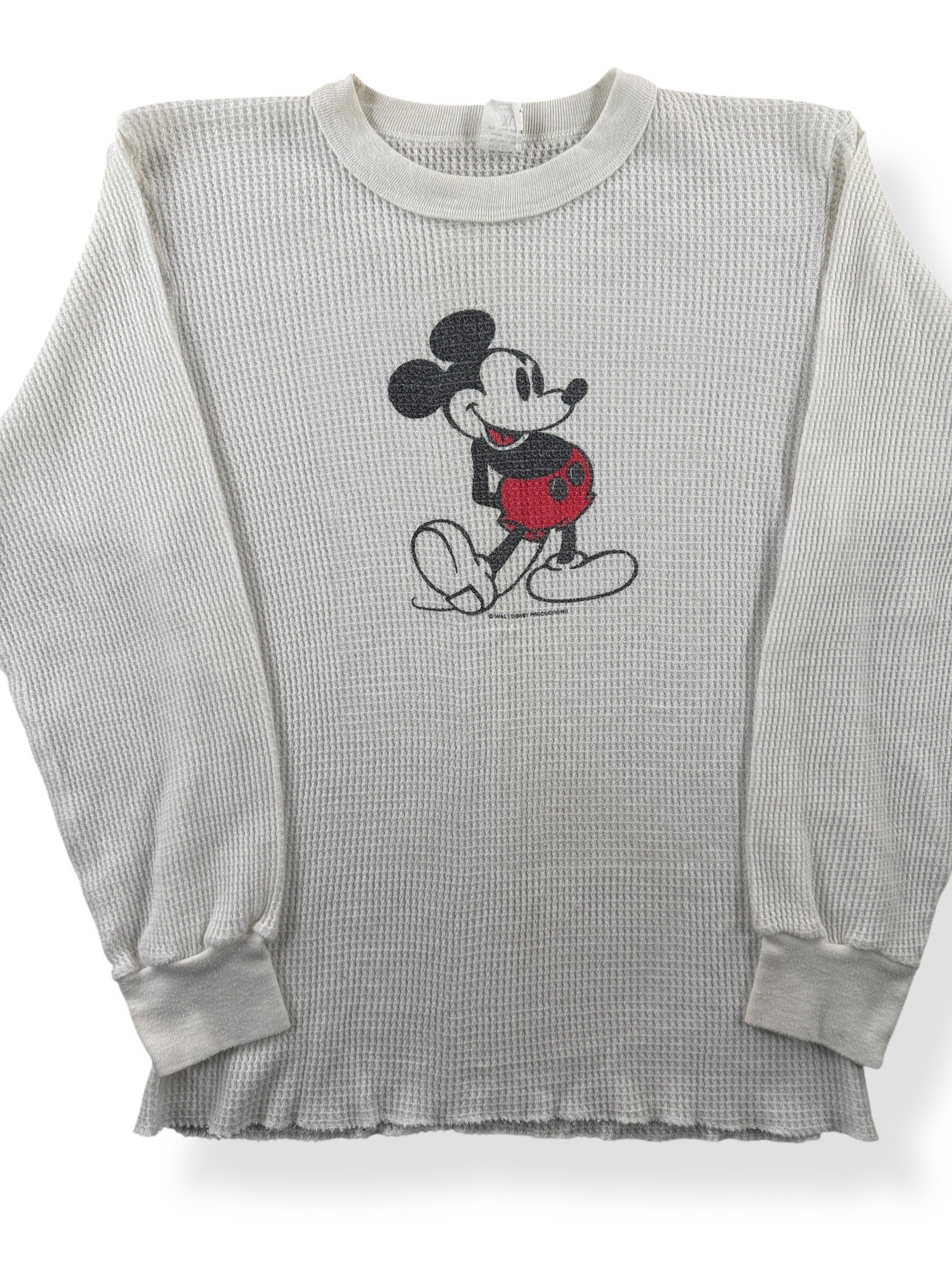 Front Close Up of Vintage Mickey Mouse Waffle Shirt SZ XL (Fits XS)