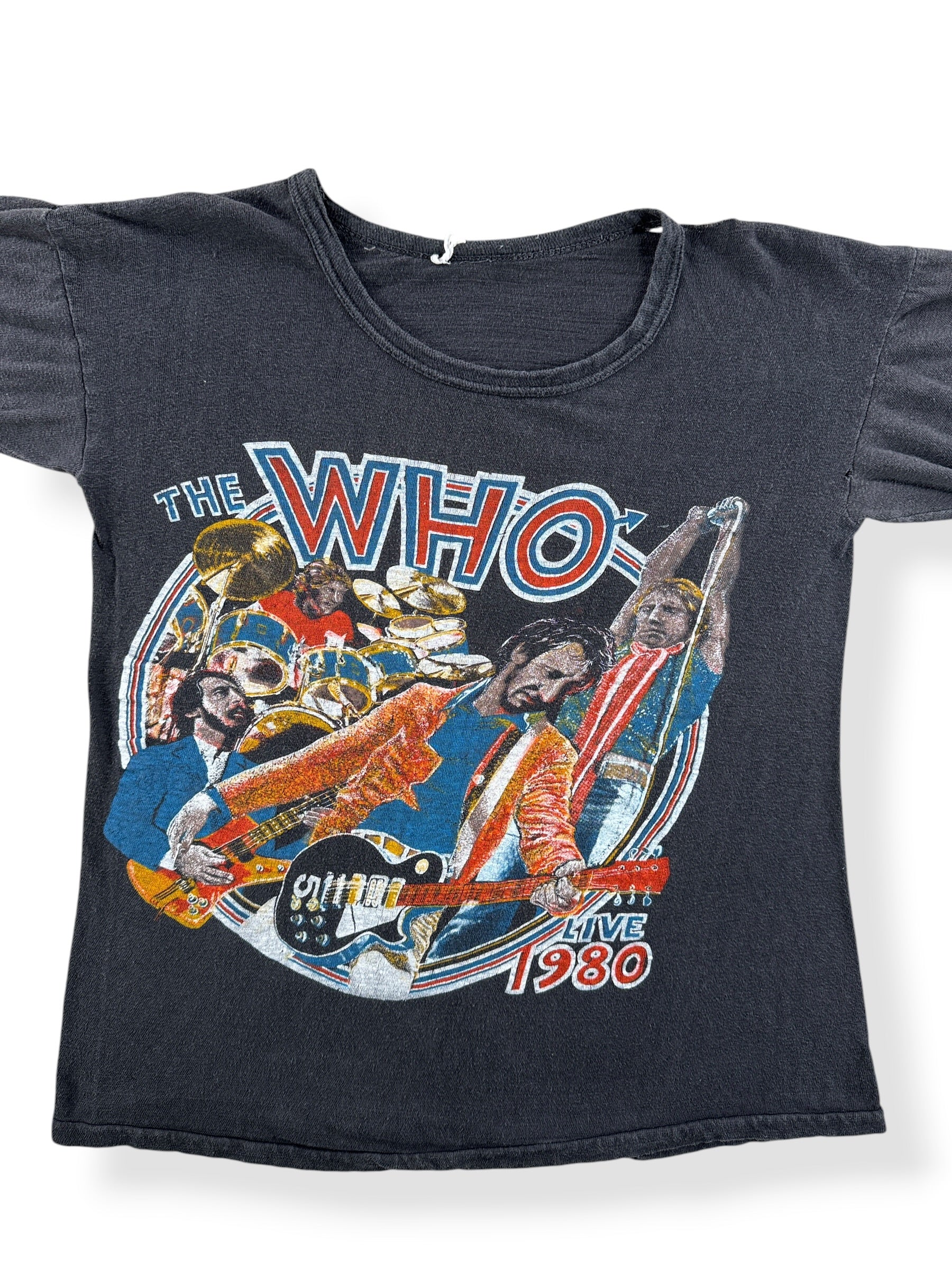 Front Close Up of Vintage 80s The Who Band Tee SZ XS/S
