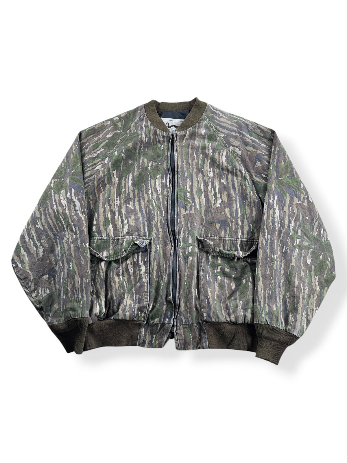 Front of Vintage Duxbak Camo Bomber Jacket SZ XL